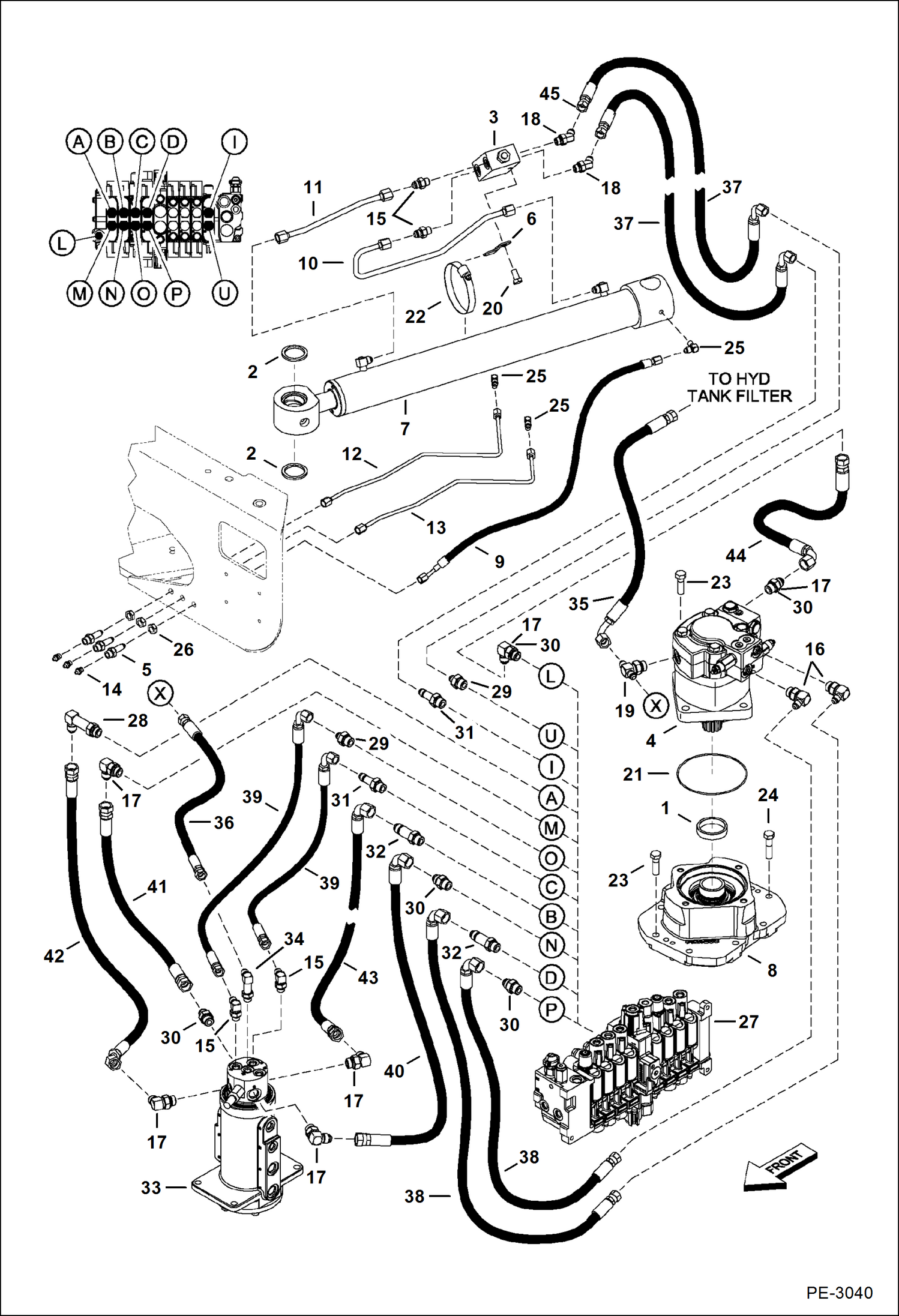 Схема запчастей Bobcat 425 - HYDRAULIC CIRCUITRY (Upper/Swing) HYDRAULIC SYSTEM