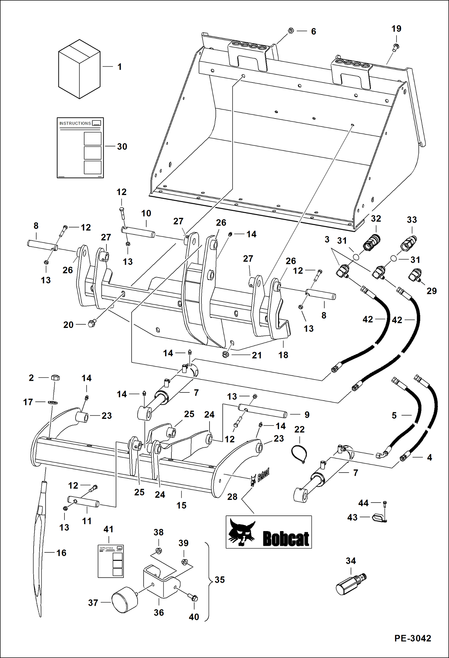 Схема запчастей Bobcat GRAPPLES - 32 UTILITY GP GRAPPLE (Fits 36, 44, 50 & 56 General Purpose Buckets) (A2W2) Loader