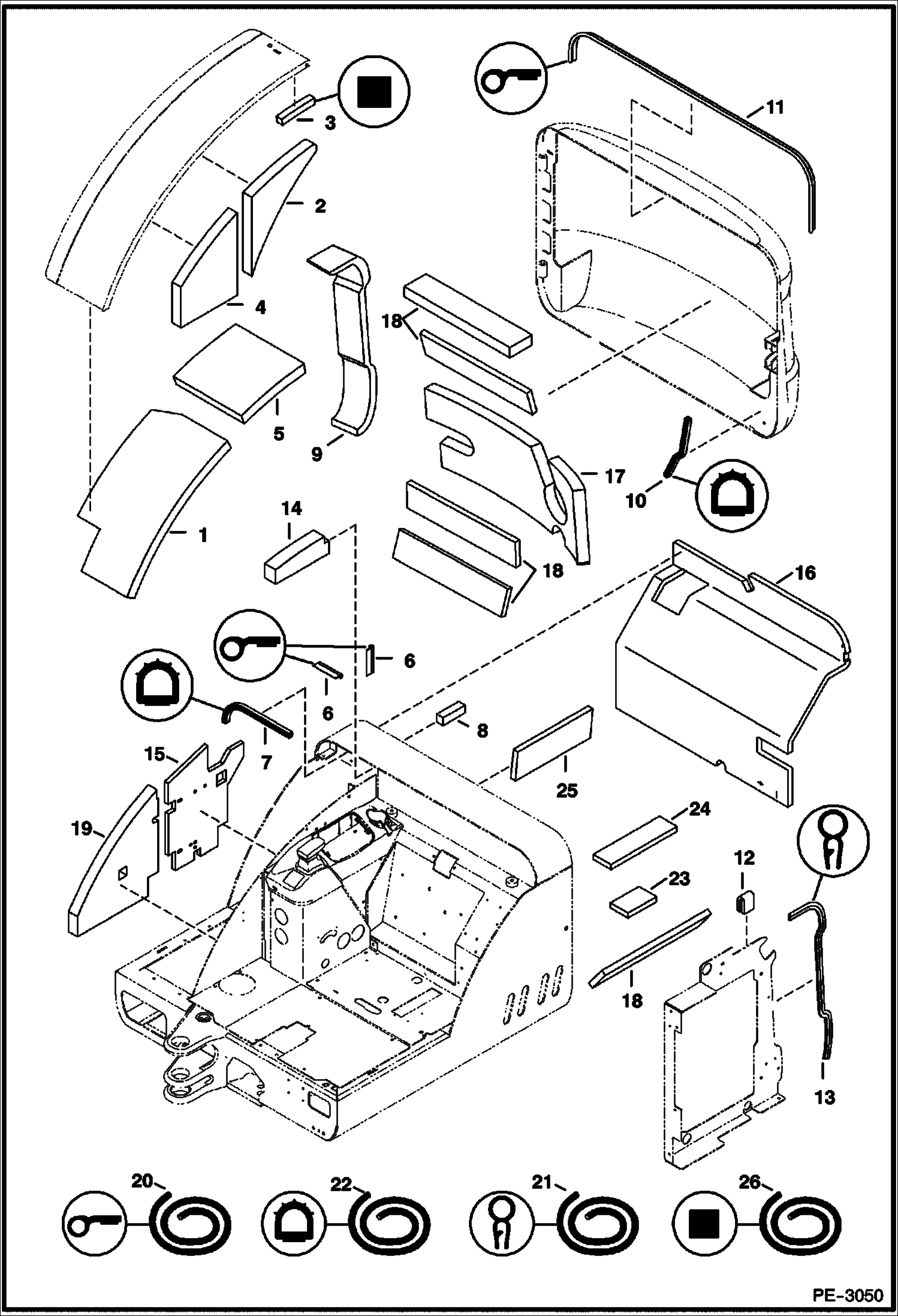 Схема запчастей Bobcat 335 - INSULATION MAIN FRAME