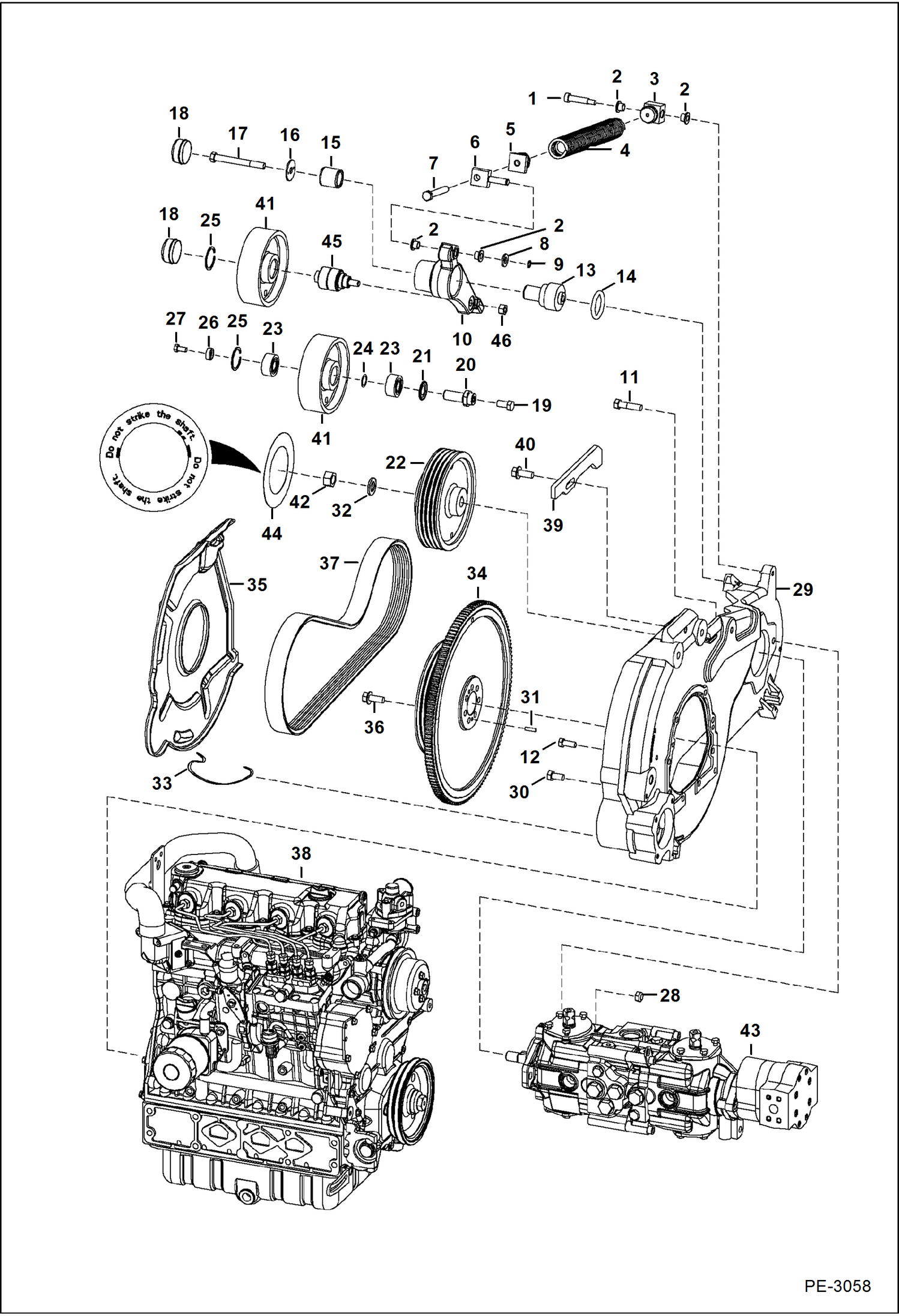 Схема запчастей Bobcat A-Series - ENGINE & ATTACHING PARTS (Belt Drive System) POWER UNIT