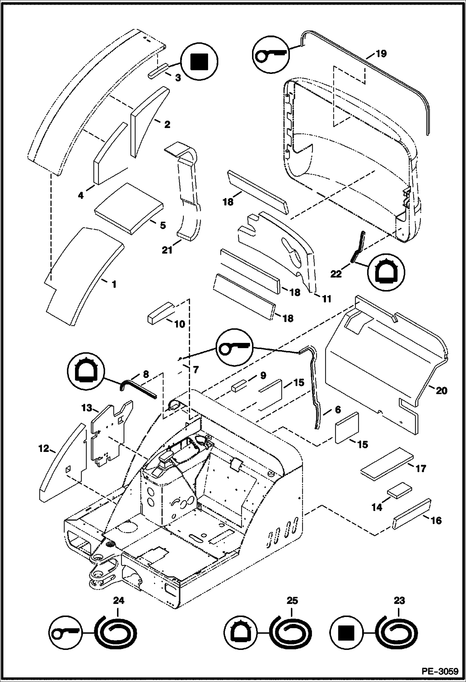 Схема запчастей Bobcat 329 - INSULATION MAIN FRAME