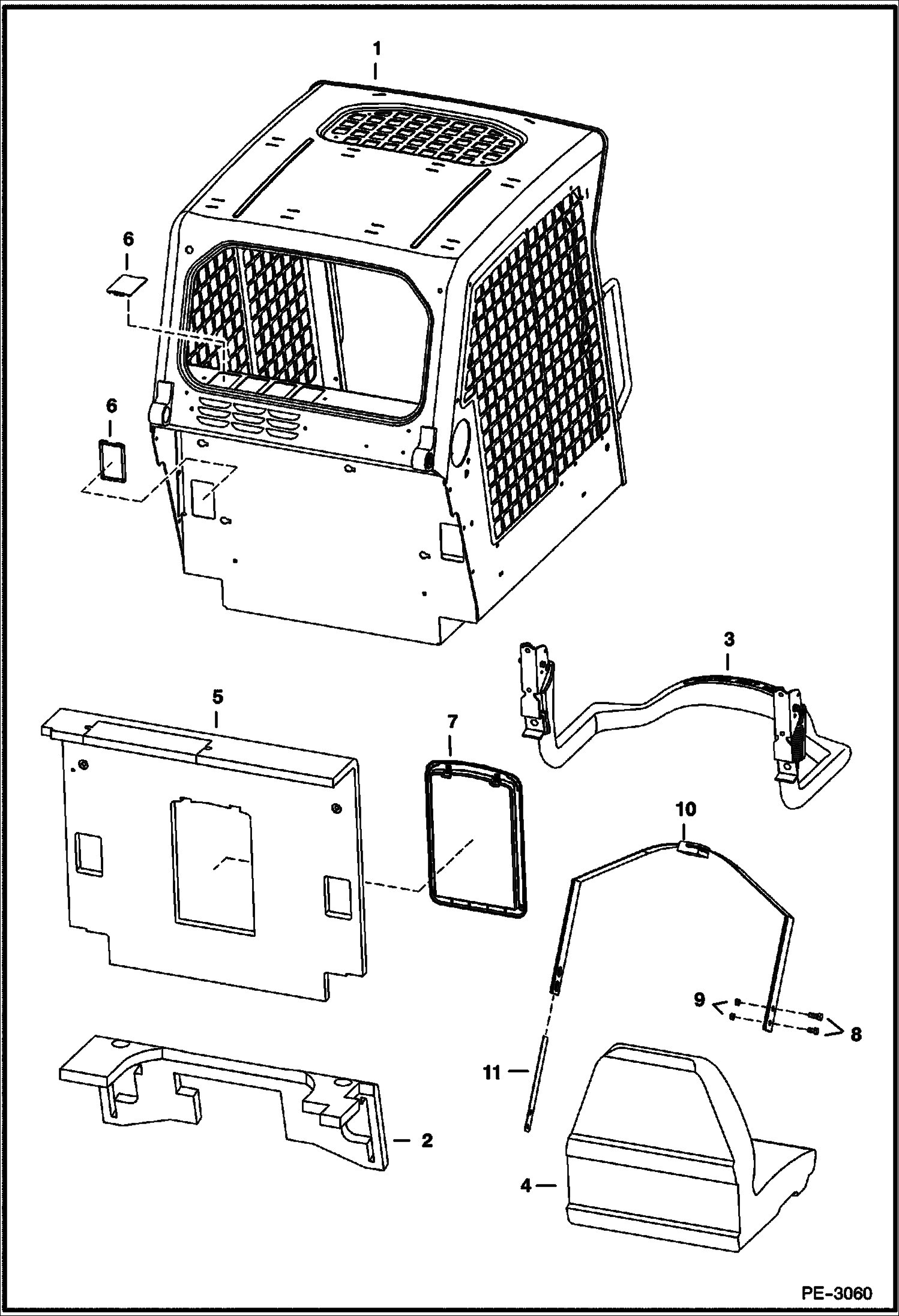 Схема запчастей Bobcat S-Series - OPERATOR CAB (W/Seat Bar) MAIN FRAME