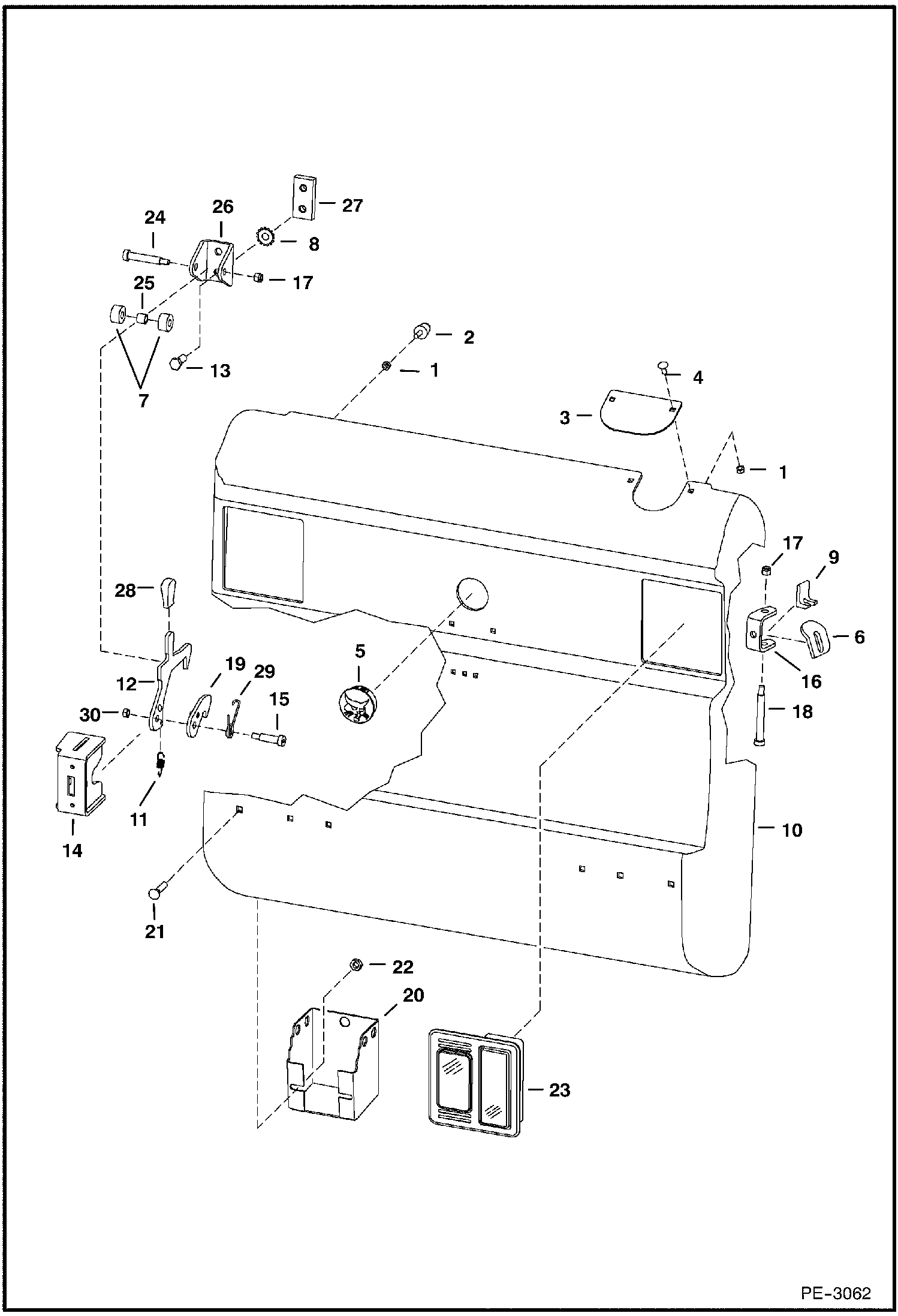 Схема запчастей Bobcat T-Series - REAR DOOR (S/N A5GS20299 & Below, A5GT20080 & Below) MAIN FRAME