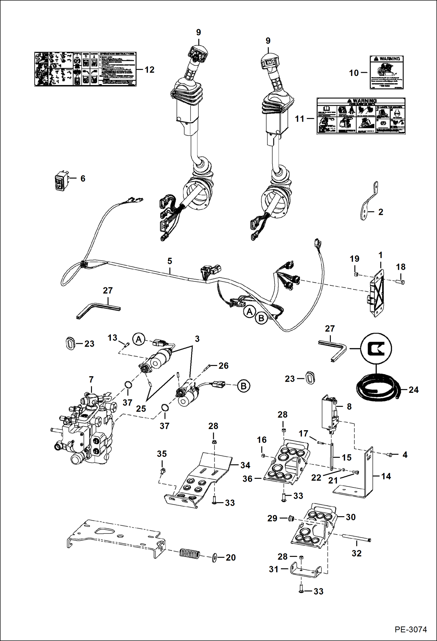 Схема запчастей Bobcat S-Series - CONTROLS ELECTRICAL (AHC & ACS) ELECTRICAL SYSTEM