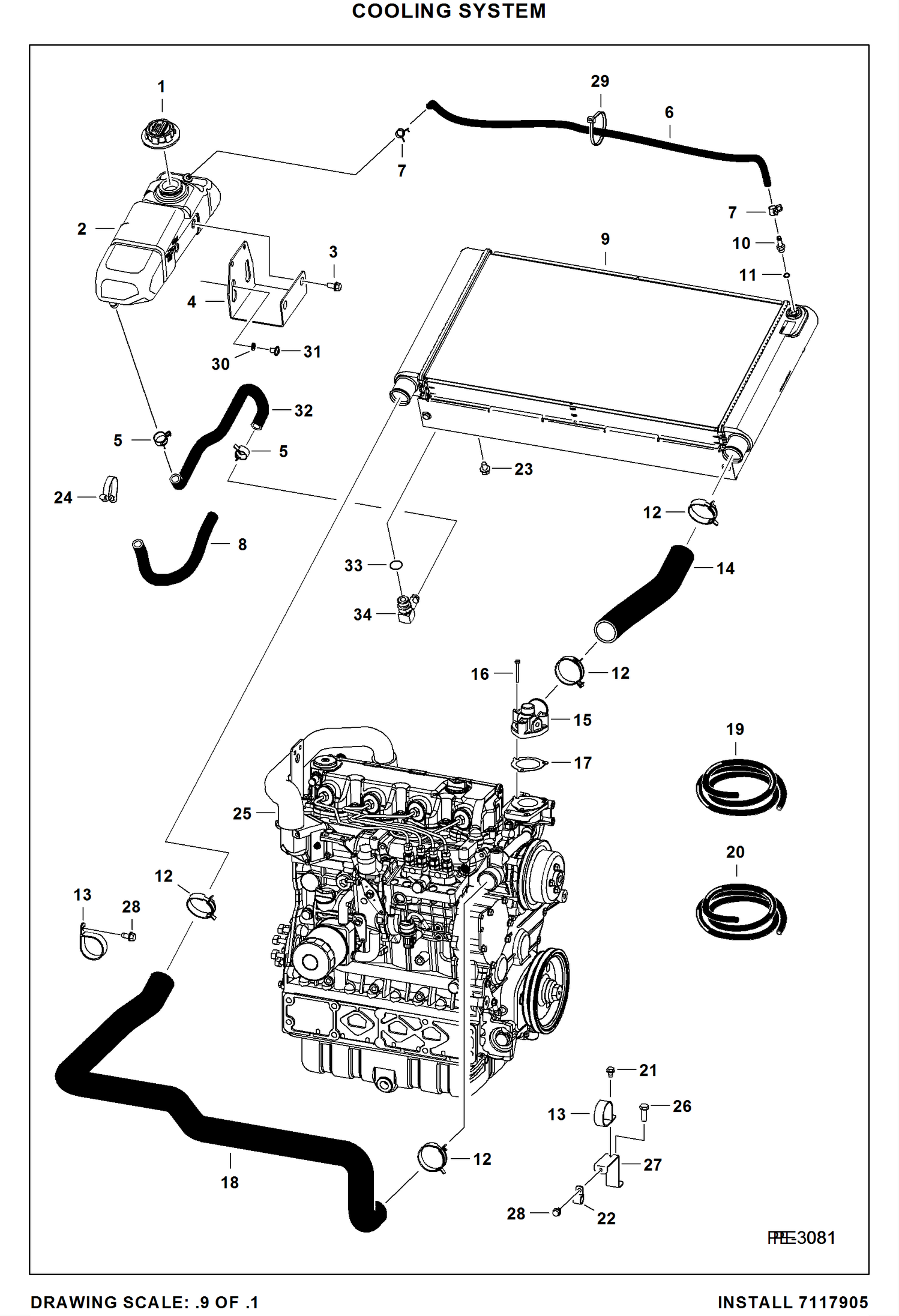 Схема запчастей Bobcat A-Series - COOLING SYSTEM (S/N 526411062 & Above, 526511010 & Above) POWER UNIT