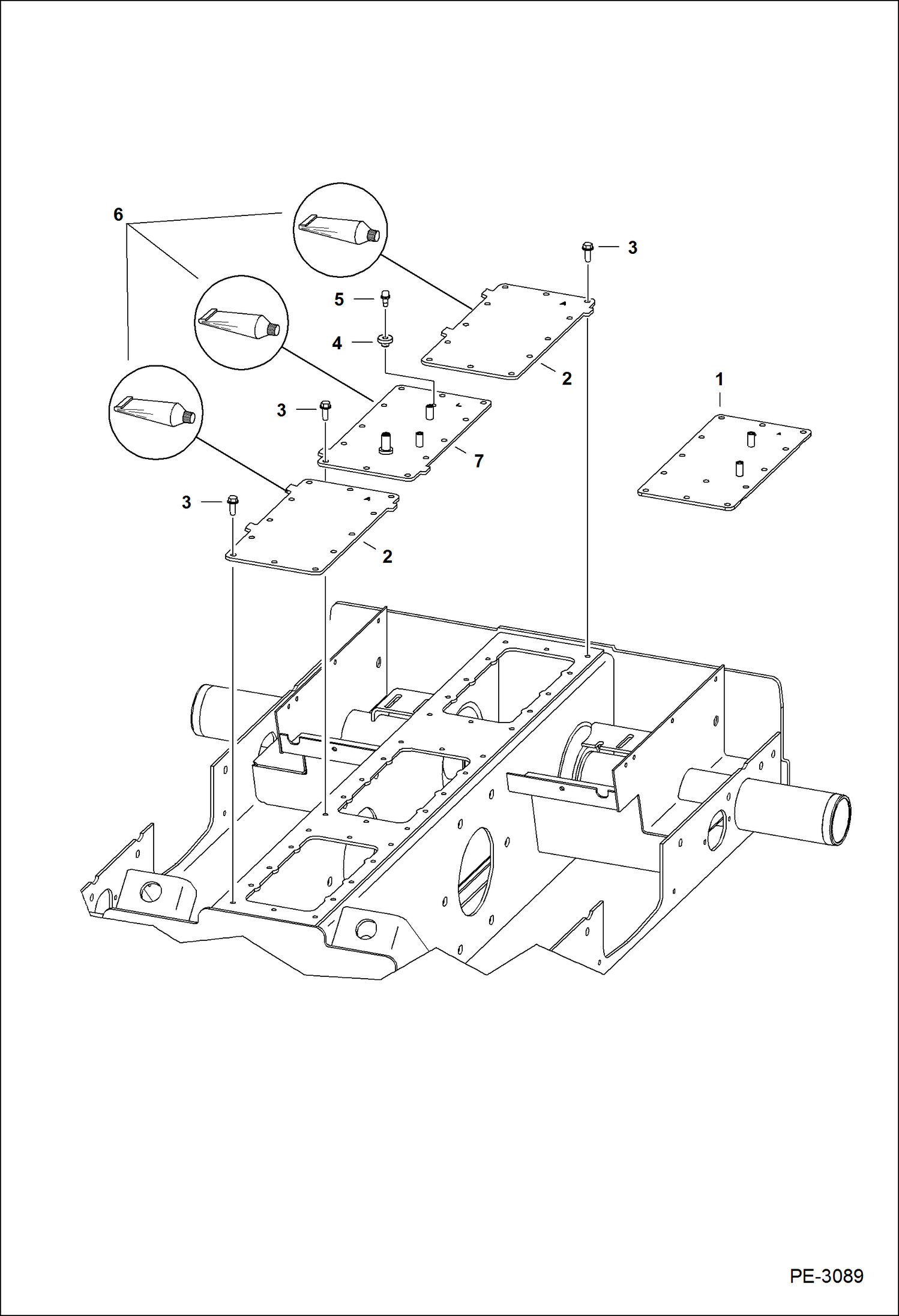 Схема запчастей Bobcat S-Series - TRANSMISSION COVERS (W/O Disc Brake) DRIVE TRAIN