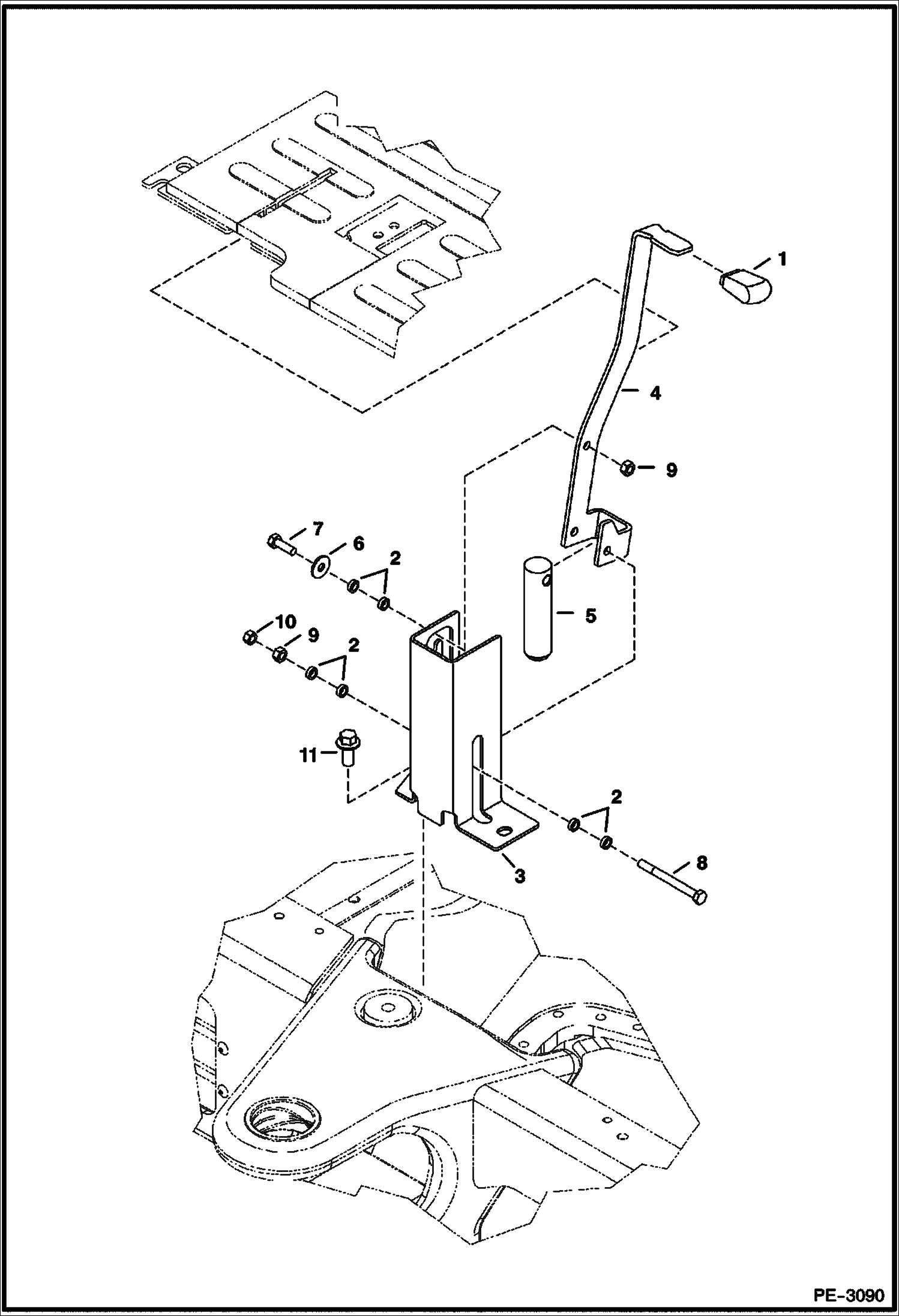 Схема запчастей Bobcat 329 - UPPERSTRUCTURE LOCK (Floor Mounted) (S/N A2PG11094 & Above) MAIN FRAME