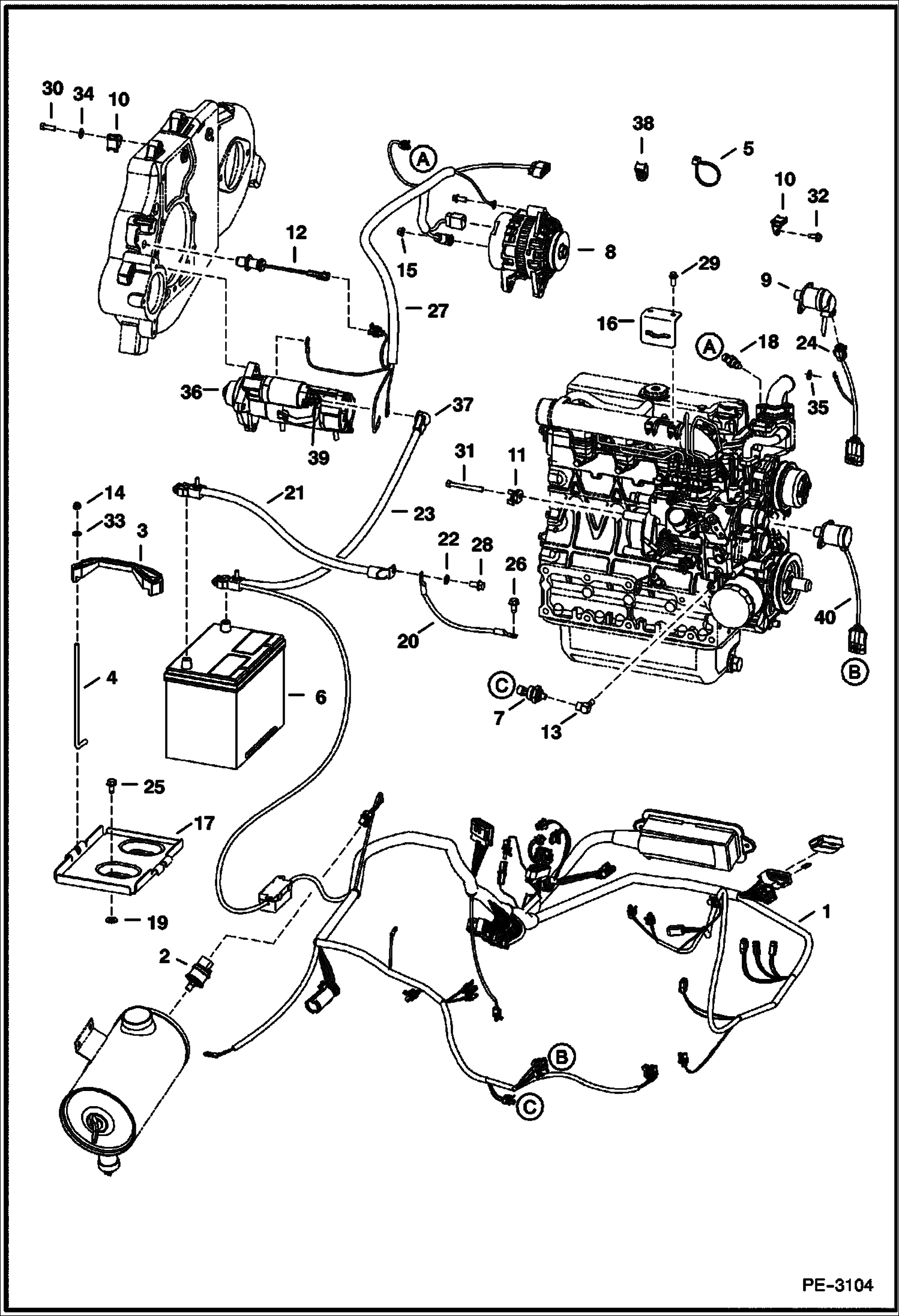 Схема запчастей Bobcat S-Series - ENGINE ELECTRICAL CIRCUITRY ELECTRICAL SYSTEM