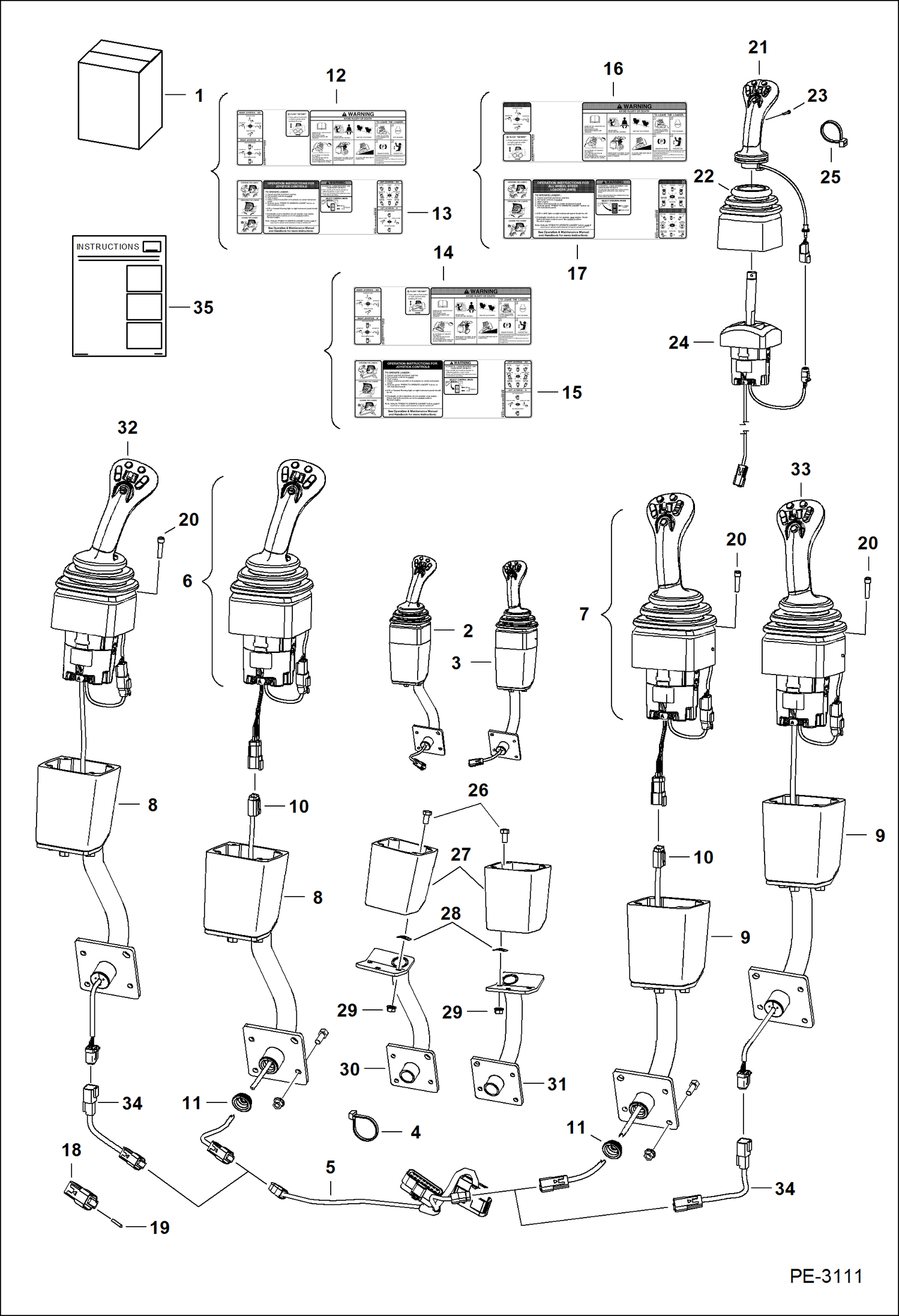 Схема запчастей Bobcat A-Series - SELECTABLE JOYSTICK HANDLES KIT (Service Kit) ACCESSORIES & OPTIONS