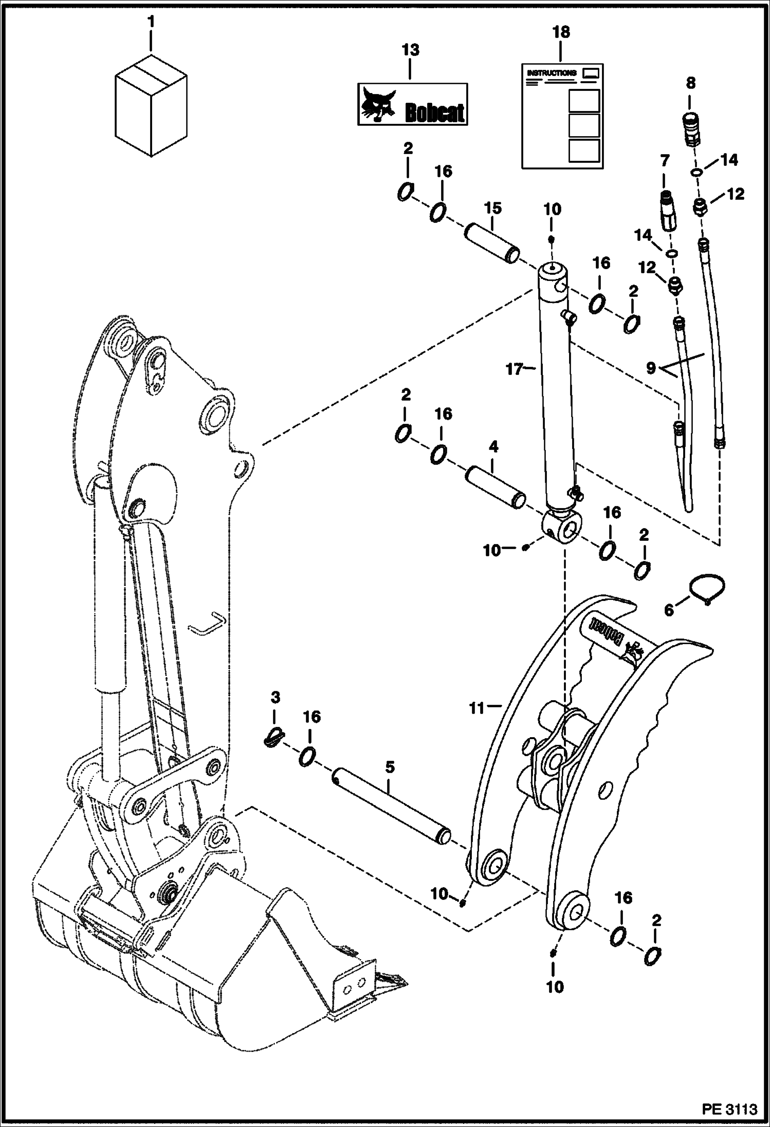 Схема запчастей Bobcat CLAMPS - CLAMP (335,435) Экскаваторы