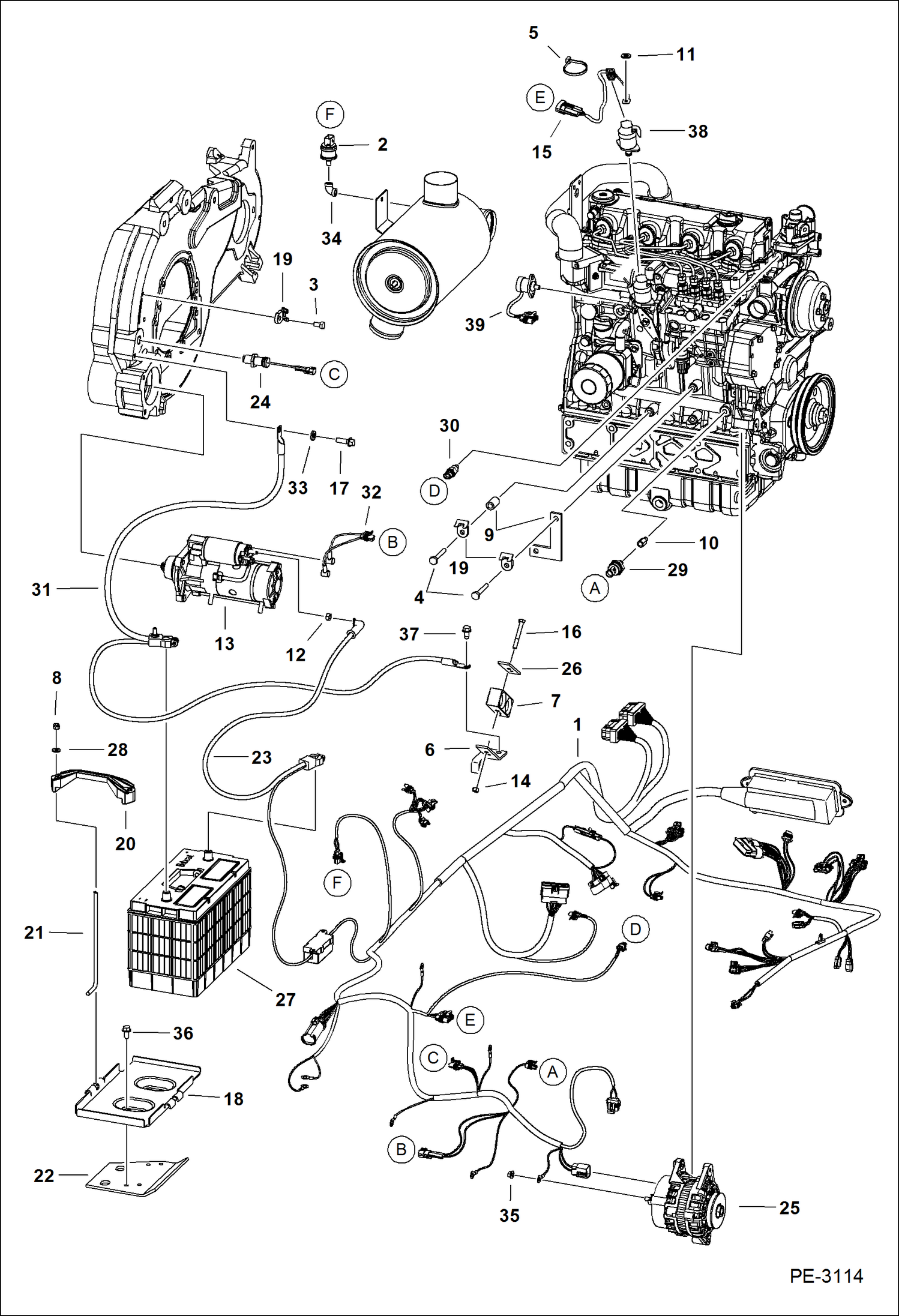 Схема запчастей Bobcat A-Series - ENGINE ELECTRICAL CIRCUITRY (Engine) (S/N 5234, 5235) ELECTRICAL SYSTEM