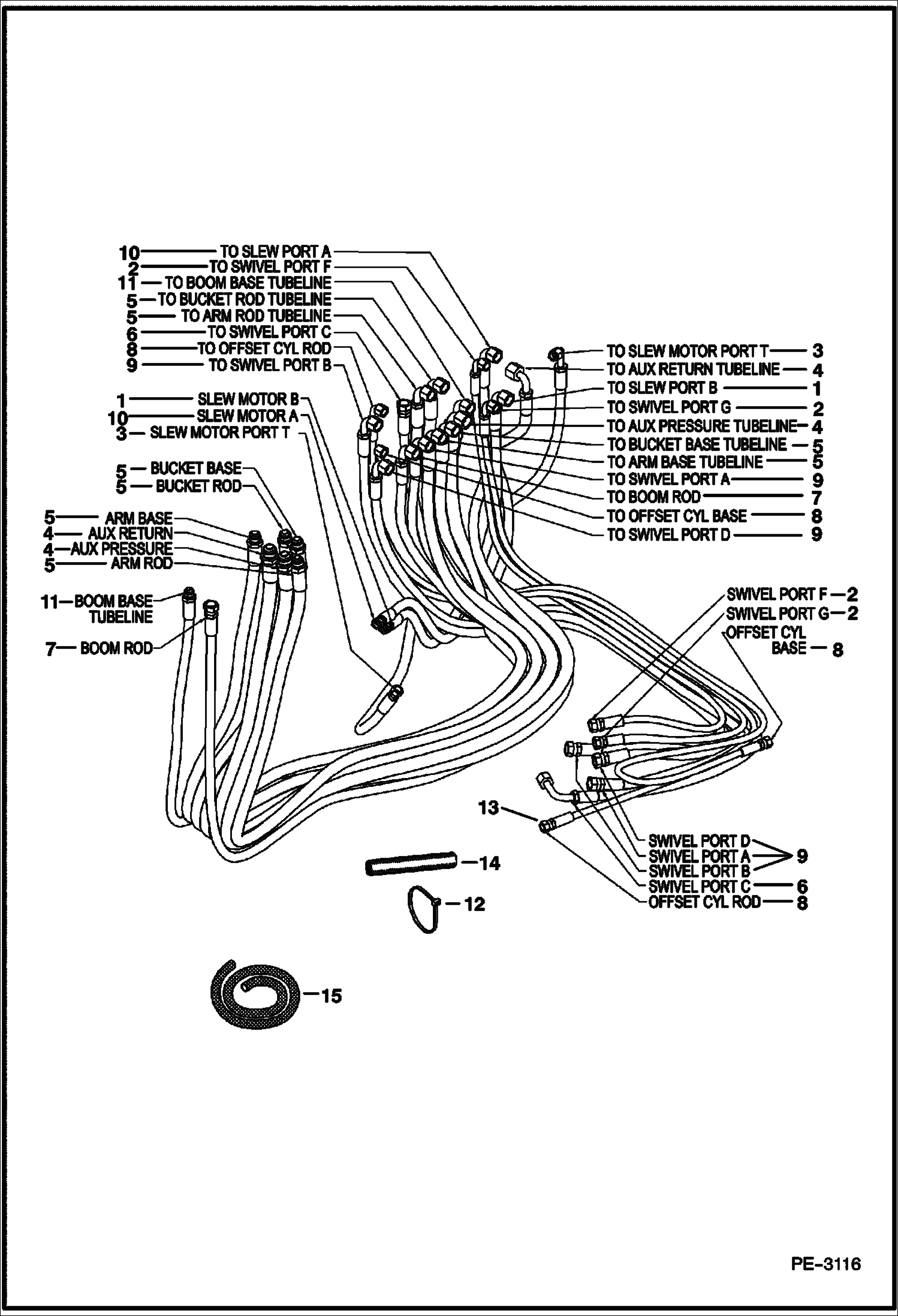 Схема запчастей Bobcat 325 - HYDRAULIC CIRCUITRY (Work) (S/N 234111750, 234211558 & Below) HYDRAULIC SYSTEM