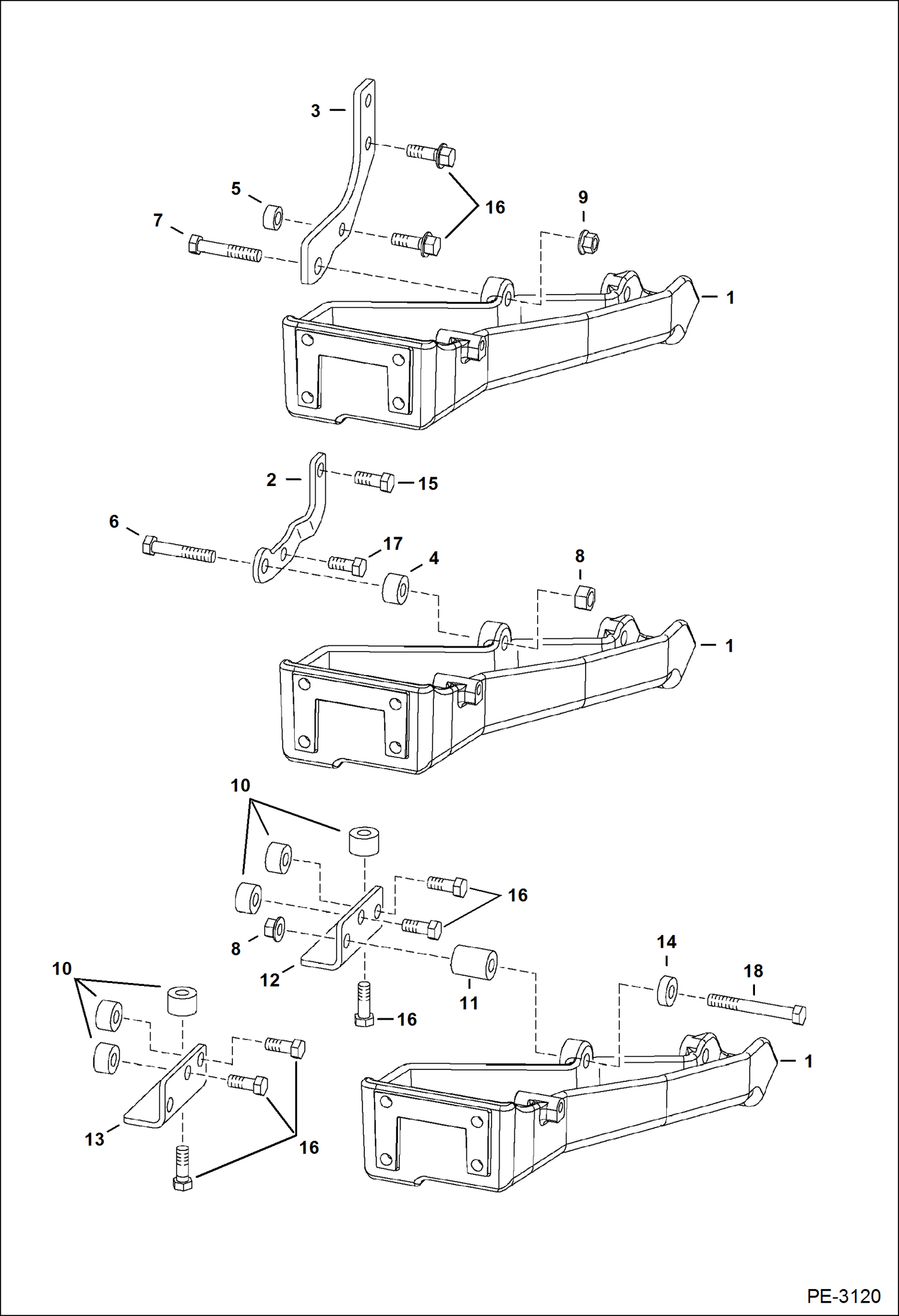 Схема запчастей Bobcat S-Series - ENGINE & PUMP MOUNTS (S/N 523211001, 523311001 & Above) (S/N 526215621, 526312161 & Below) POWER UNIT