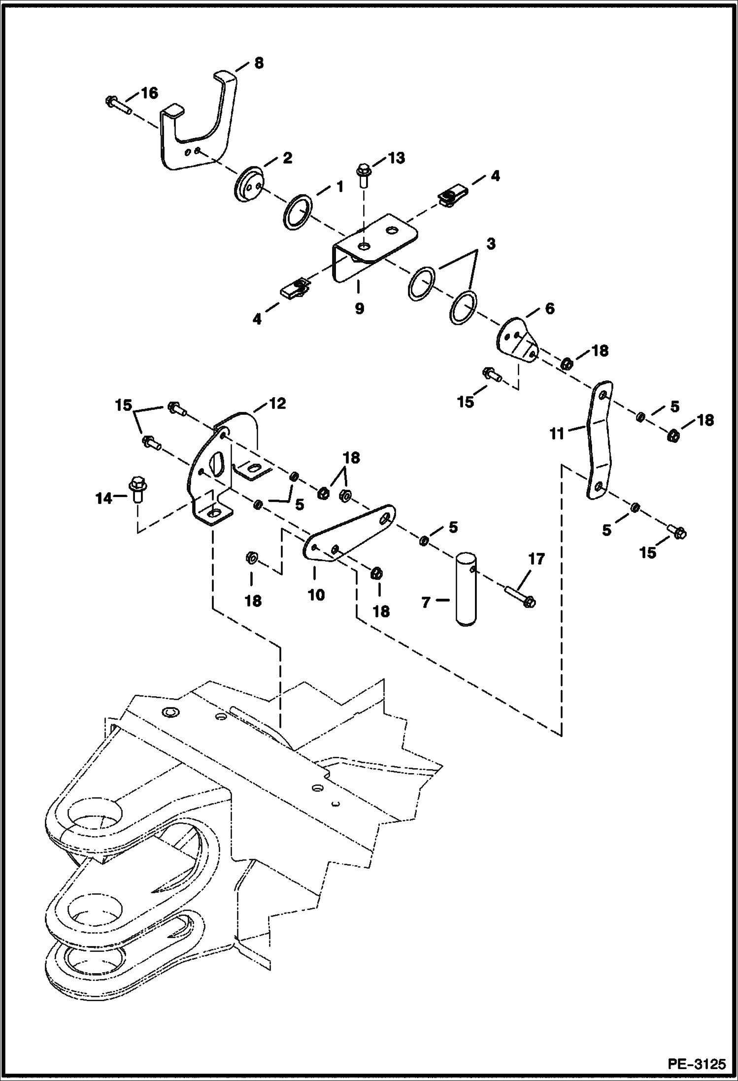 Схема запчастей Bobcat 428 - UPPERSTRUCTURE LOCK MAIN FRAME