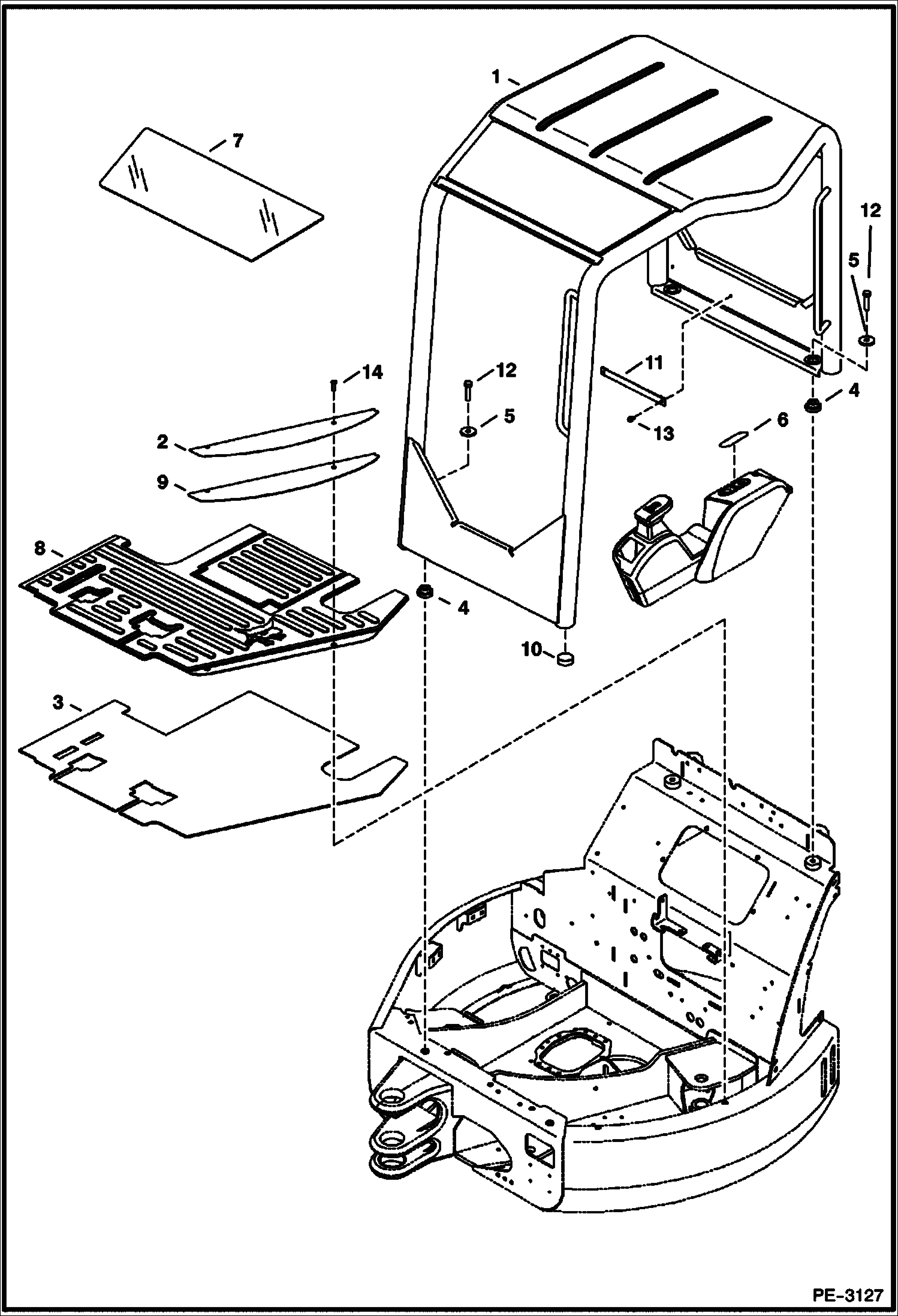 Схема запчастей Bobcat 425 - OPERATOR CANOPY MAIN FRAME