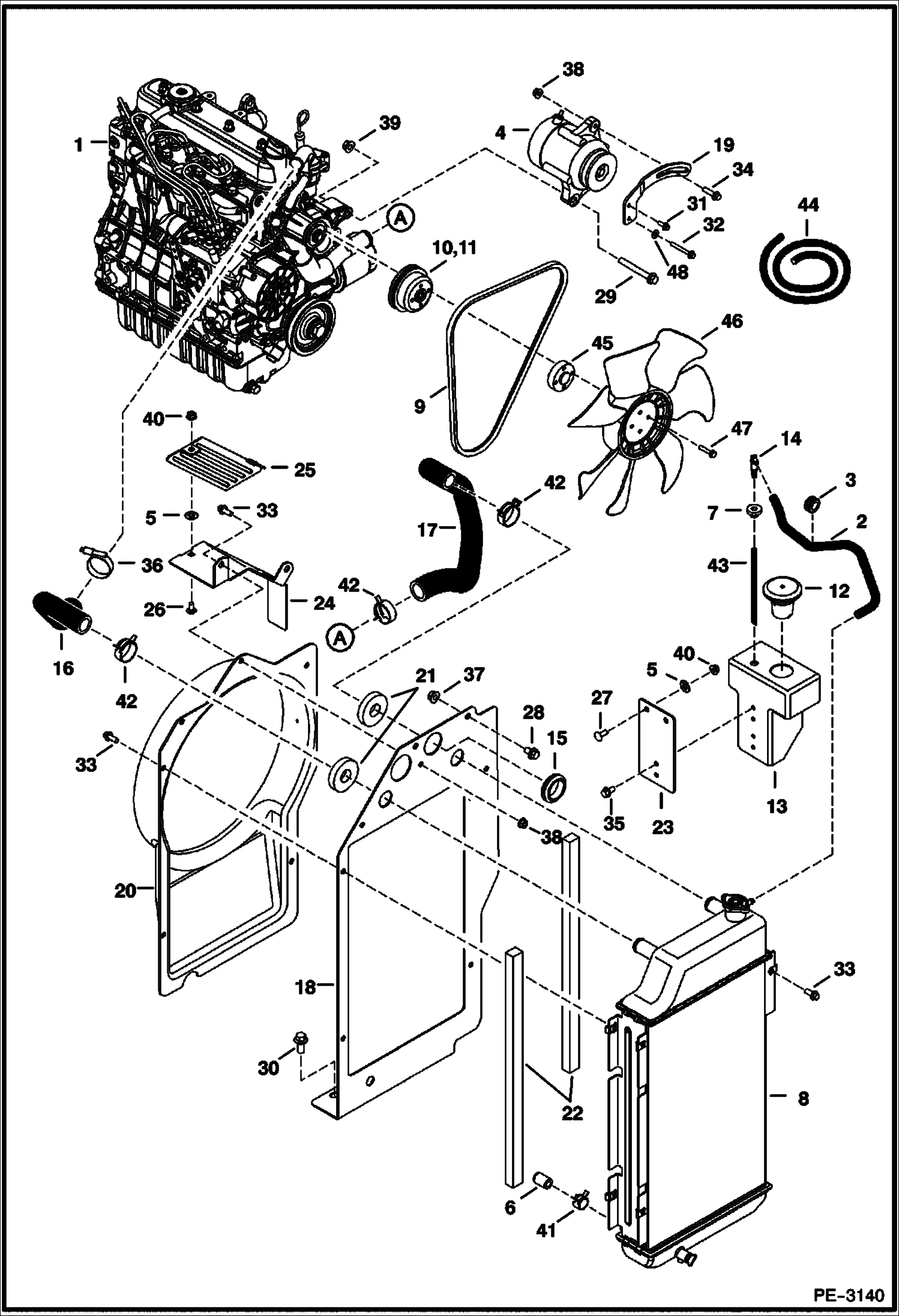 Схема запчастей Bobcat 425 - ENGINE & ATTACHING PARTS (Radiator Water Exchanger) POWER UNIT