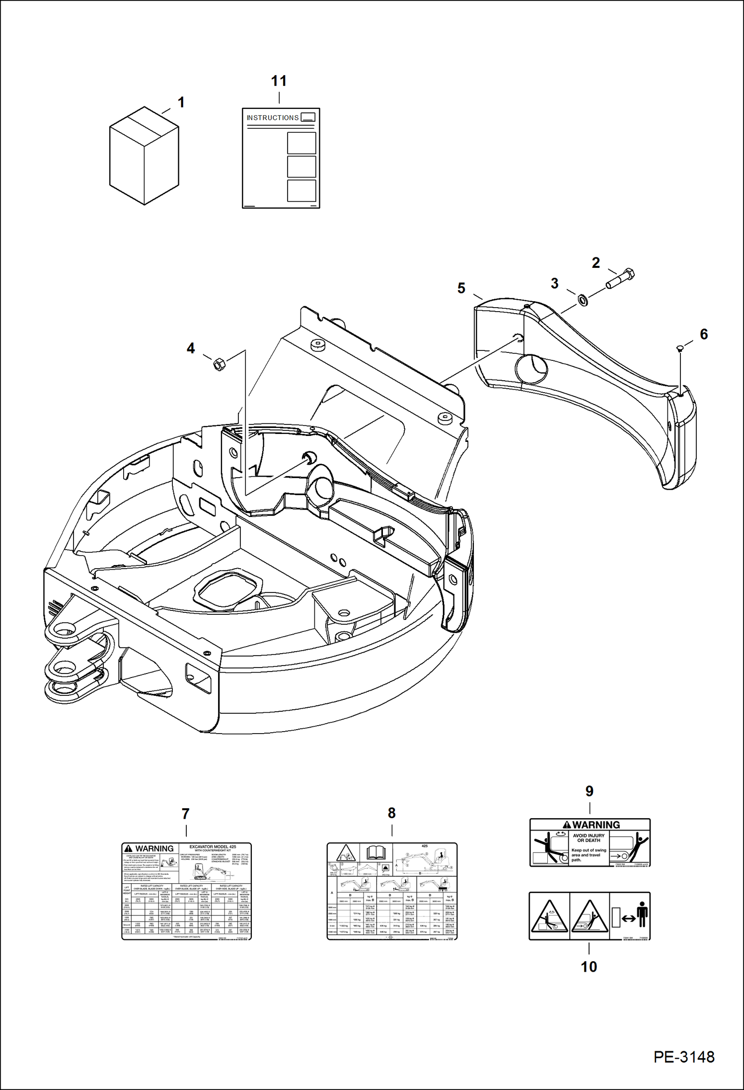 Схема запчастей Bobcat 425 - COUNTERWEIGHT KIT ACCESSORIES & OPTIONS