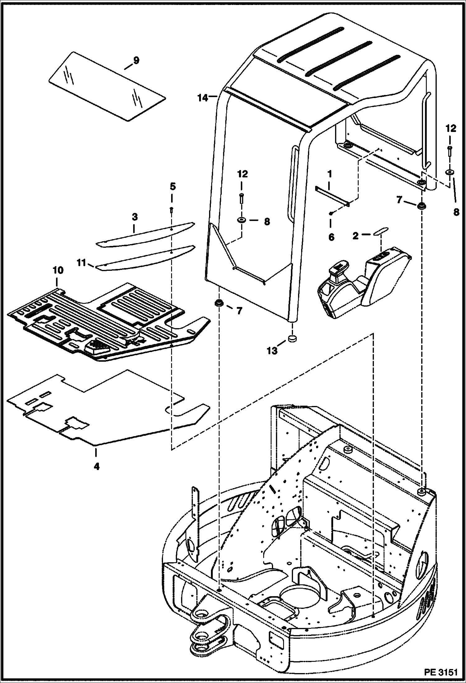 Схема запчастей Bobcat 435 - OPERATOR CANOPY MAIN FRAME