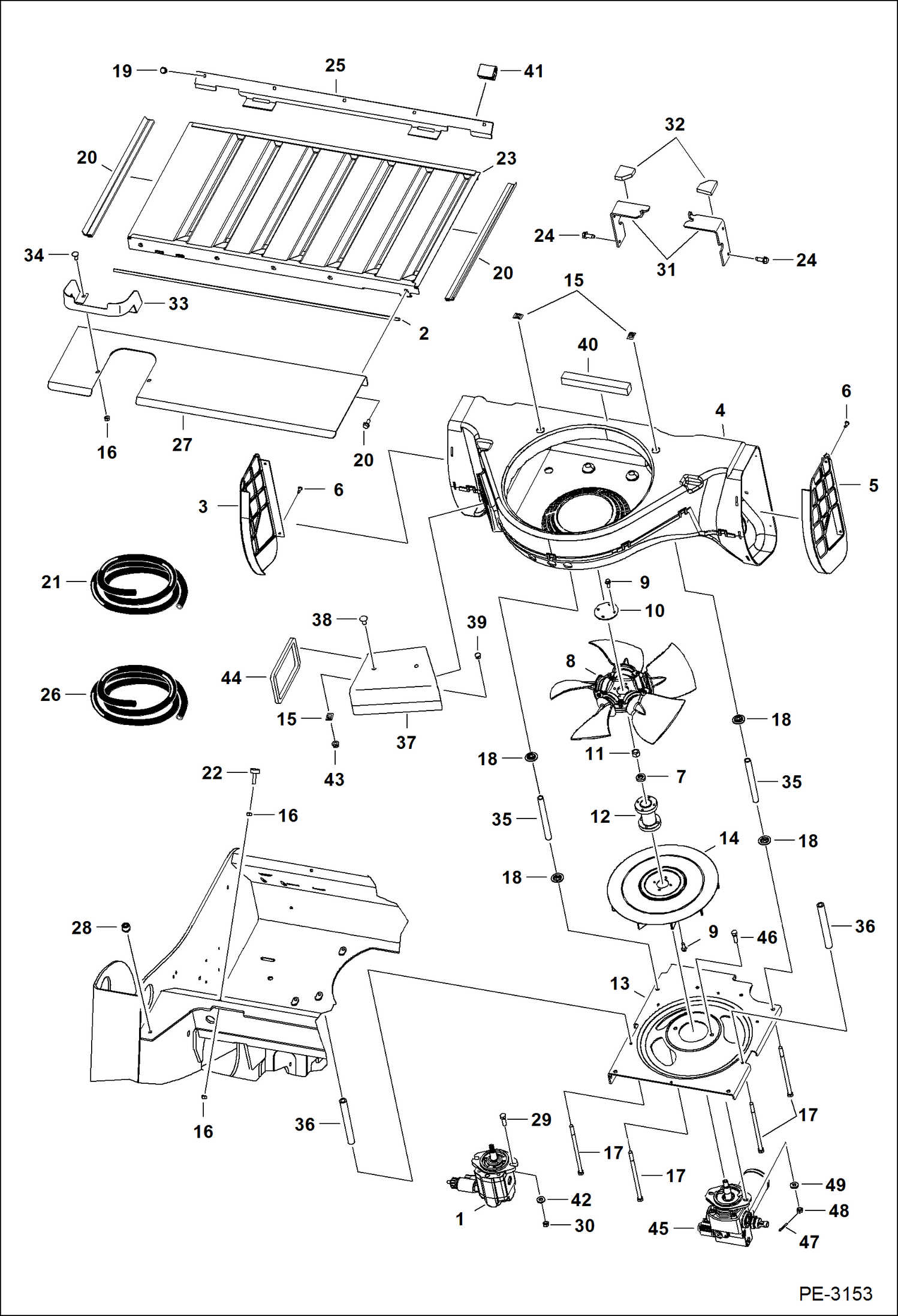 Схема запчастей Bobcat A-Series - COOLING SYSTEM (W/Cooling Upgrade) (S/N 539911675 & Above, 540011361 & Above) POWER UNIT