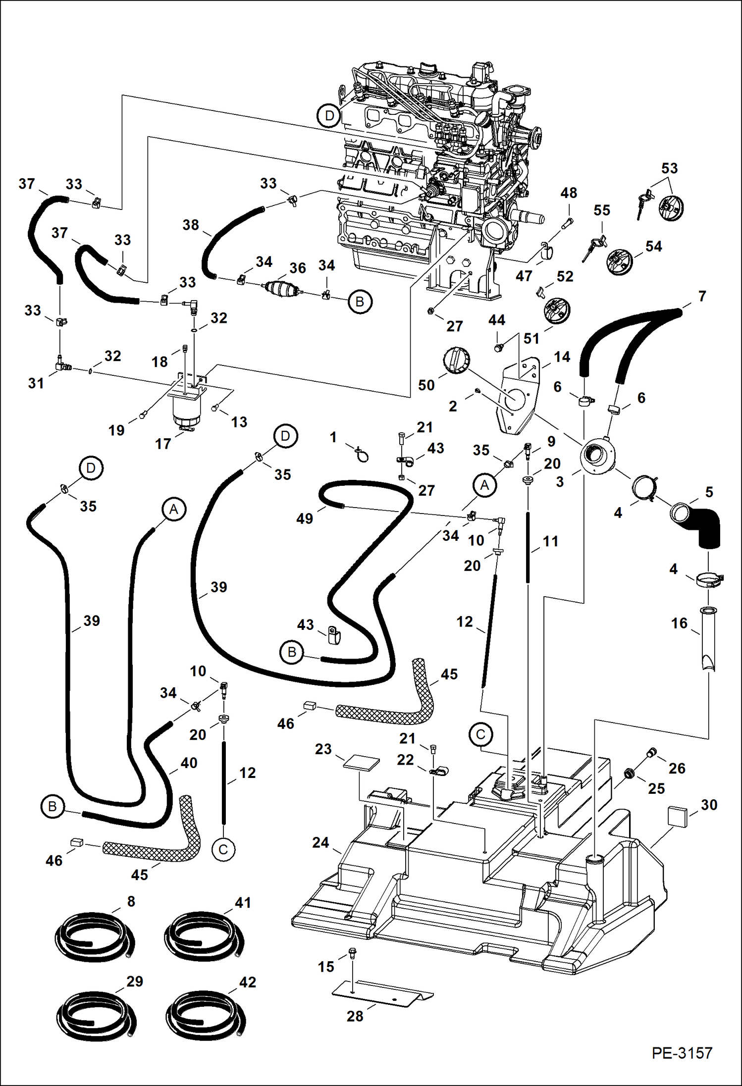 Схема запчастей Bobcat T-Series - FUEL SYSTEM MAIN FRAME