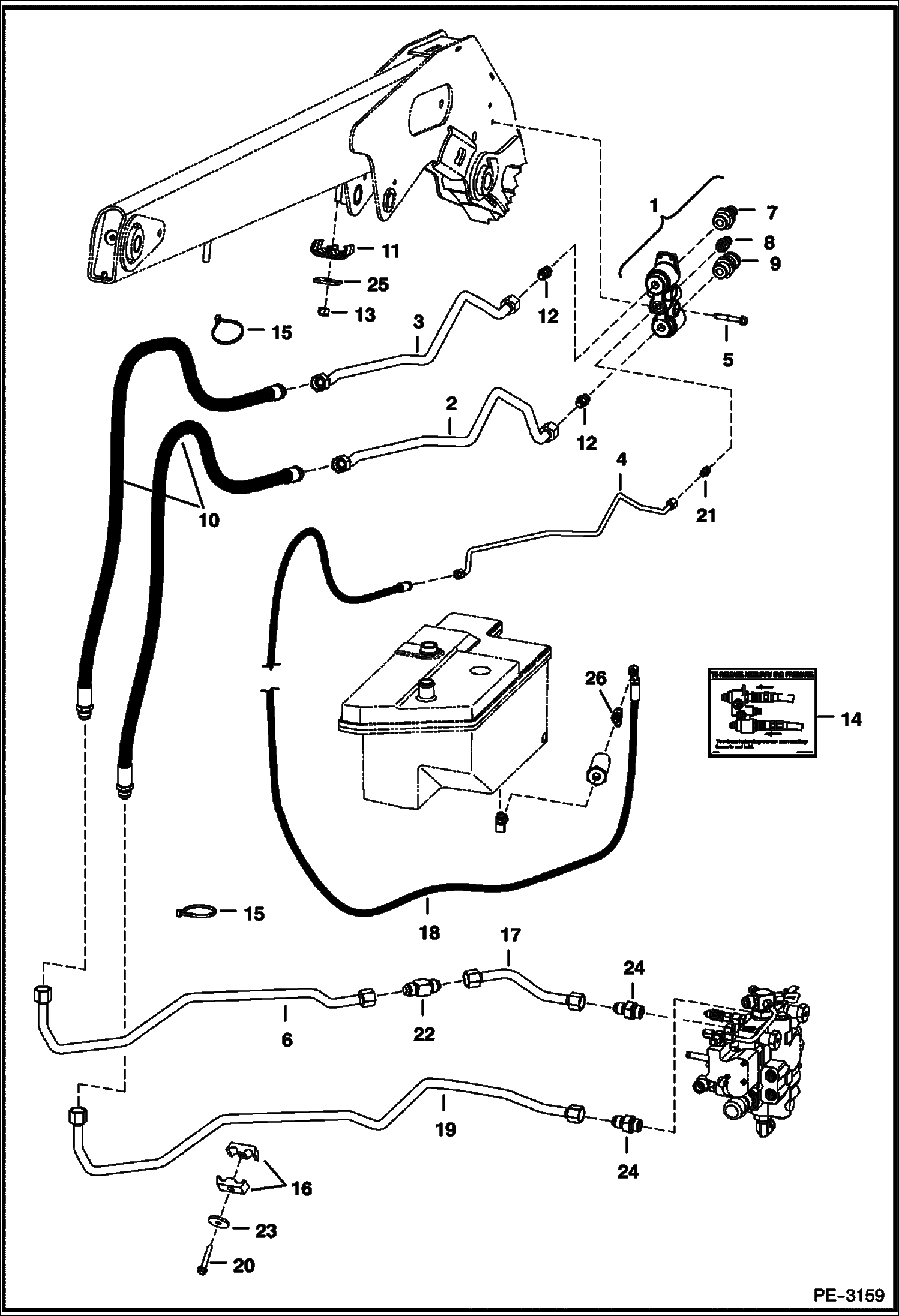 Схема запчастей Bobcat T-Series - AUXILIARY HYDRAULICS (W/Pressure Relief Coupler Block) HYDRAULIC SYSTEM