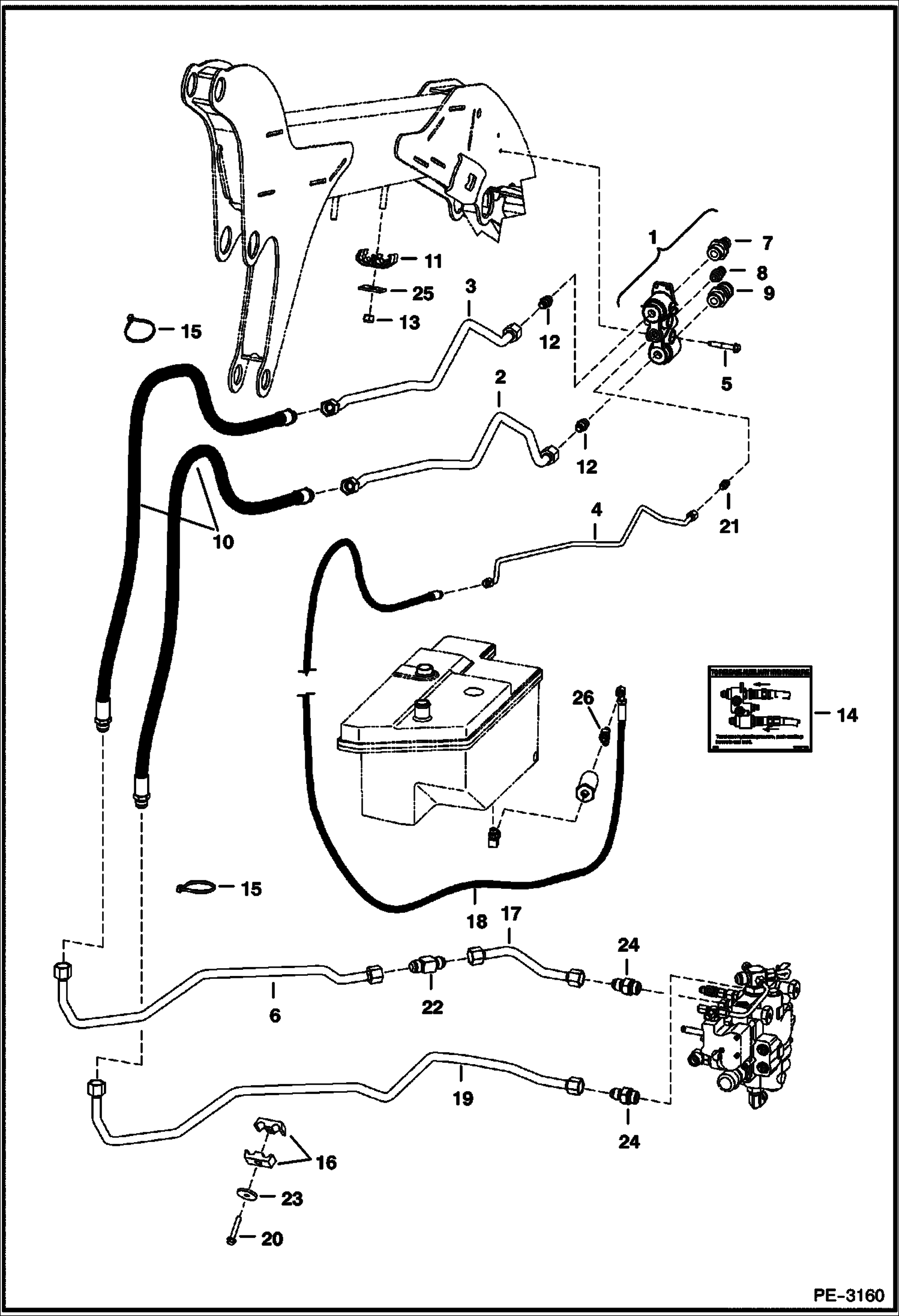 Схема запчастей Bobcat T-Series - AUXILIARY HYDRAULICS (W/Pressure Relief Coupler Block) HYDRAULIC SYSTEM