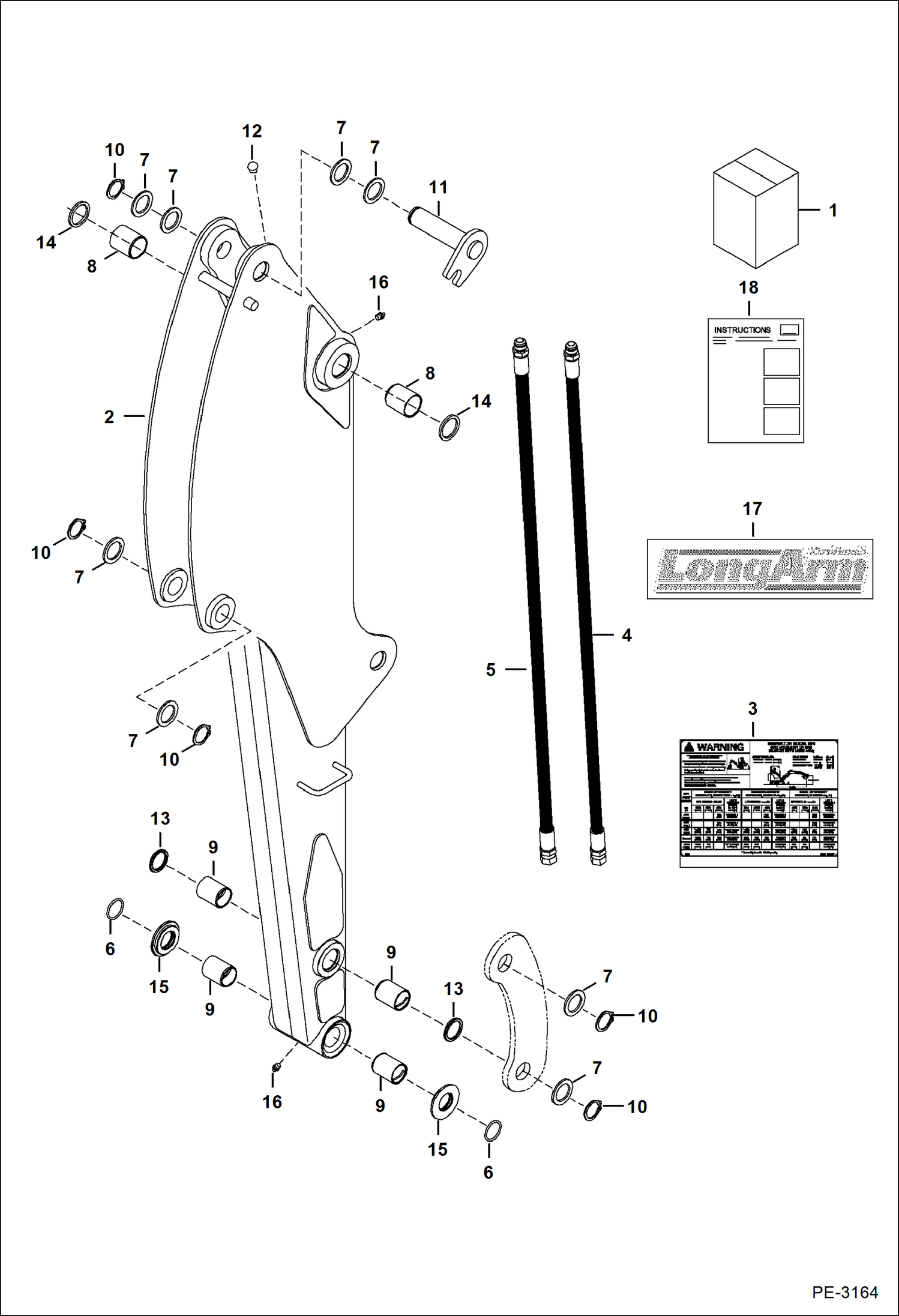 Схема запчастей Bobcat 331 - LONG ARM KIT (S/N (331) 232513544 & Above, (334) 232612652 & Above) ACCESSORIES & OPTIONS