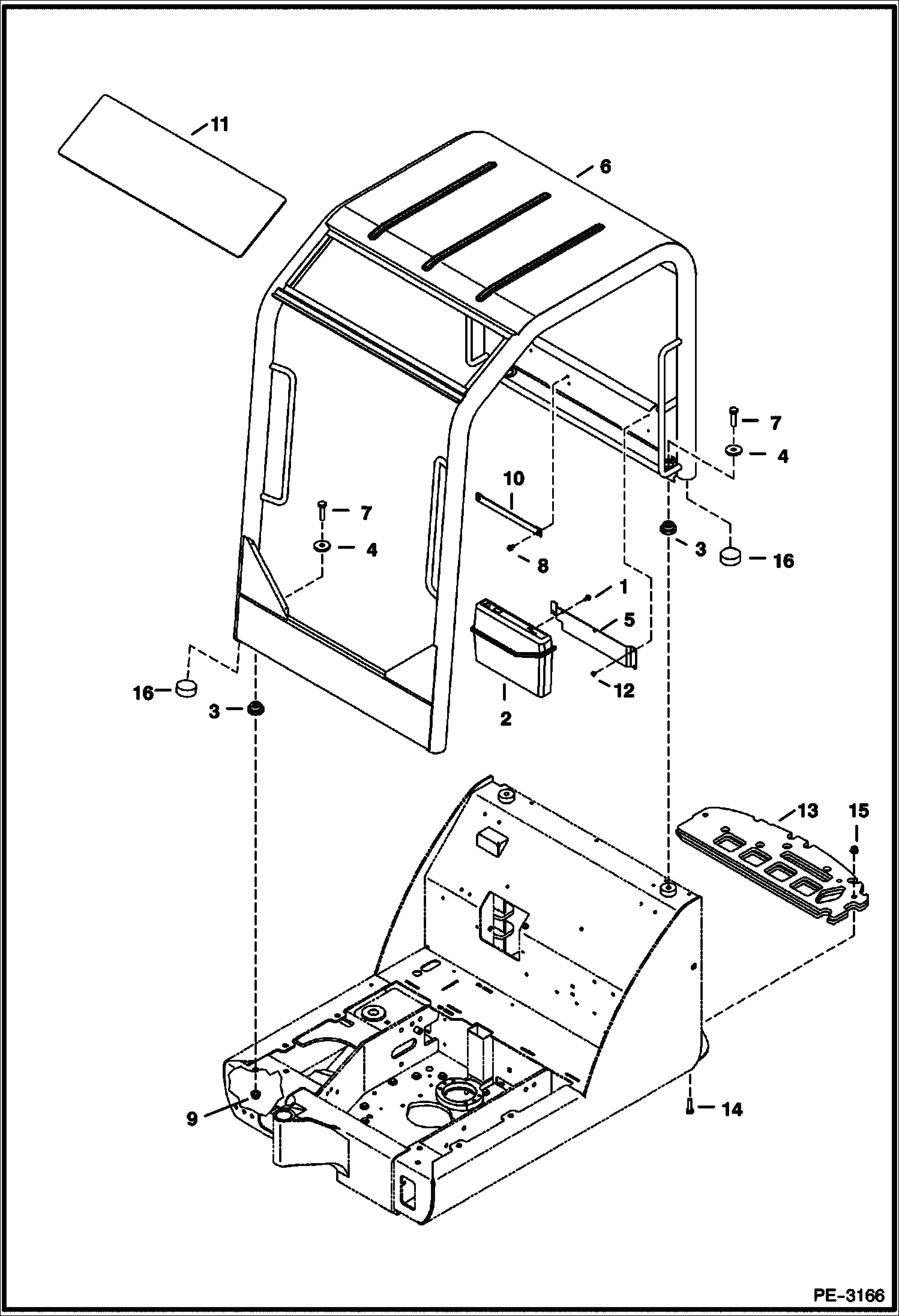 Схема запчастей Bobcat 323 - OPERATOR CANOPY MAIN FRAME