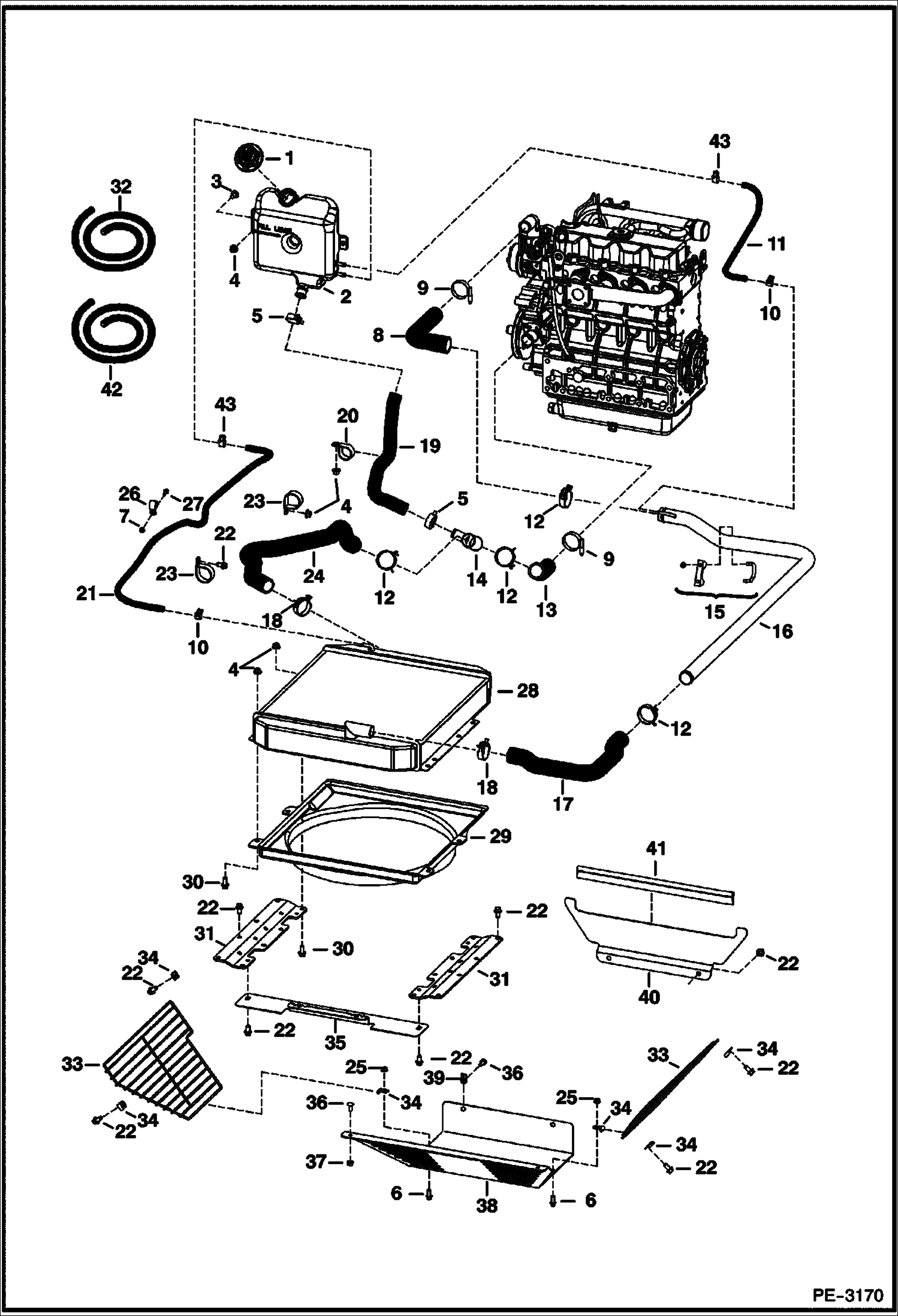 Схема запчастей Bobcat 5600 - ENGINE & ATTACHING PARTS (Cooling Group) POWER UNIT