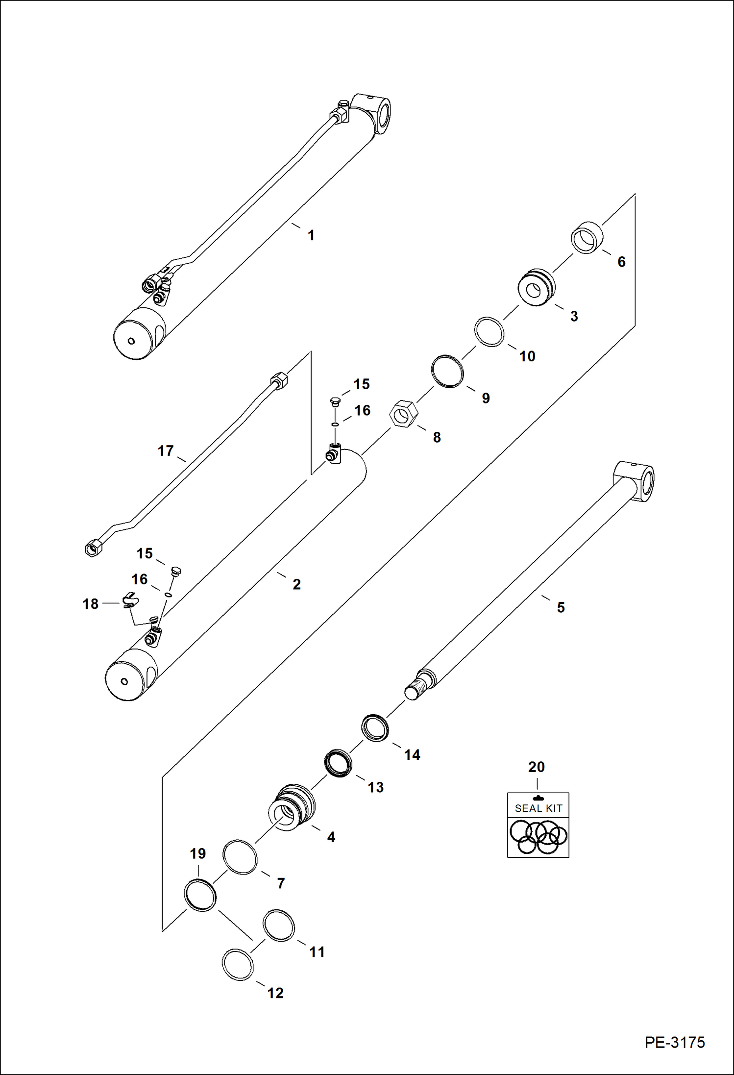 Схема запчастей Bobcat 700s - LIFT CYLINDER (S/N 5158 40212 & Abv, 5162 23852 & Abv) HYDRAULIC SYSTEM