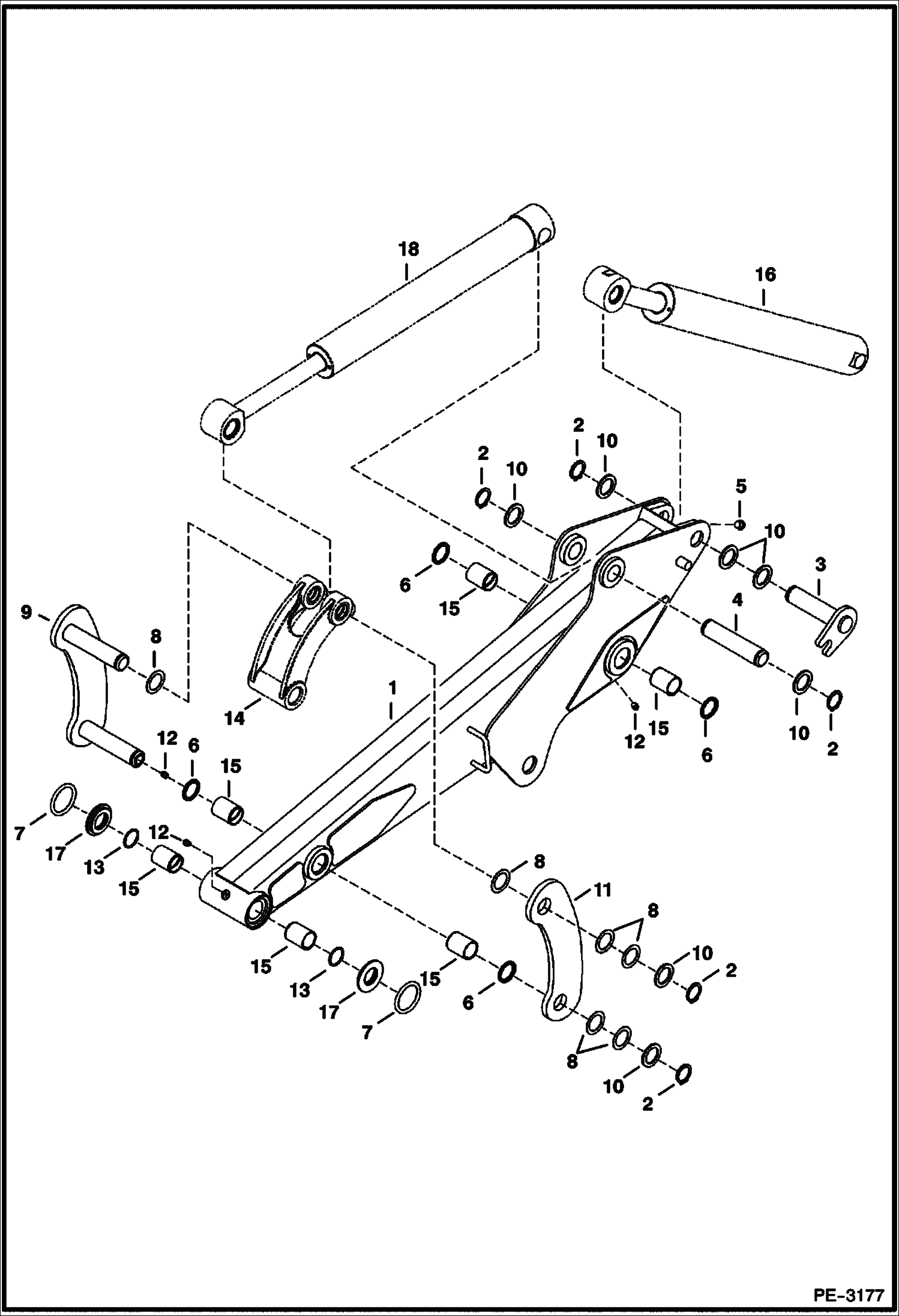 Схема запчастей Bobcat 428 - ARM WORK EQUIPMENT