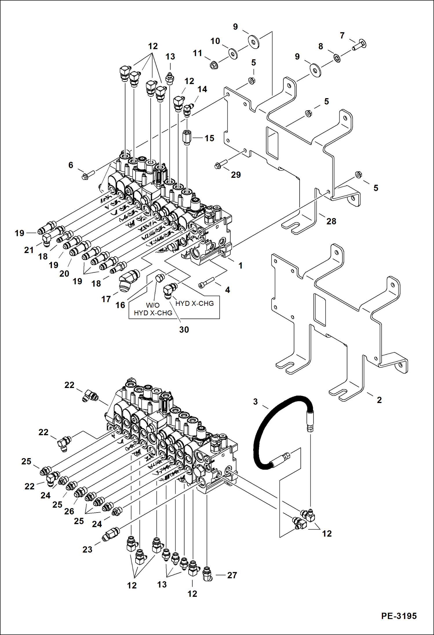 Схема запчастей Bobcat 430 - HYDRAULIC CONTROL VALVE (9 Work Section) (S/N 562912779 & Above) HYDRAULIC SYSTEM