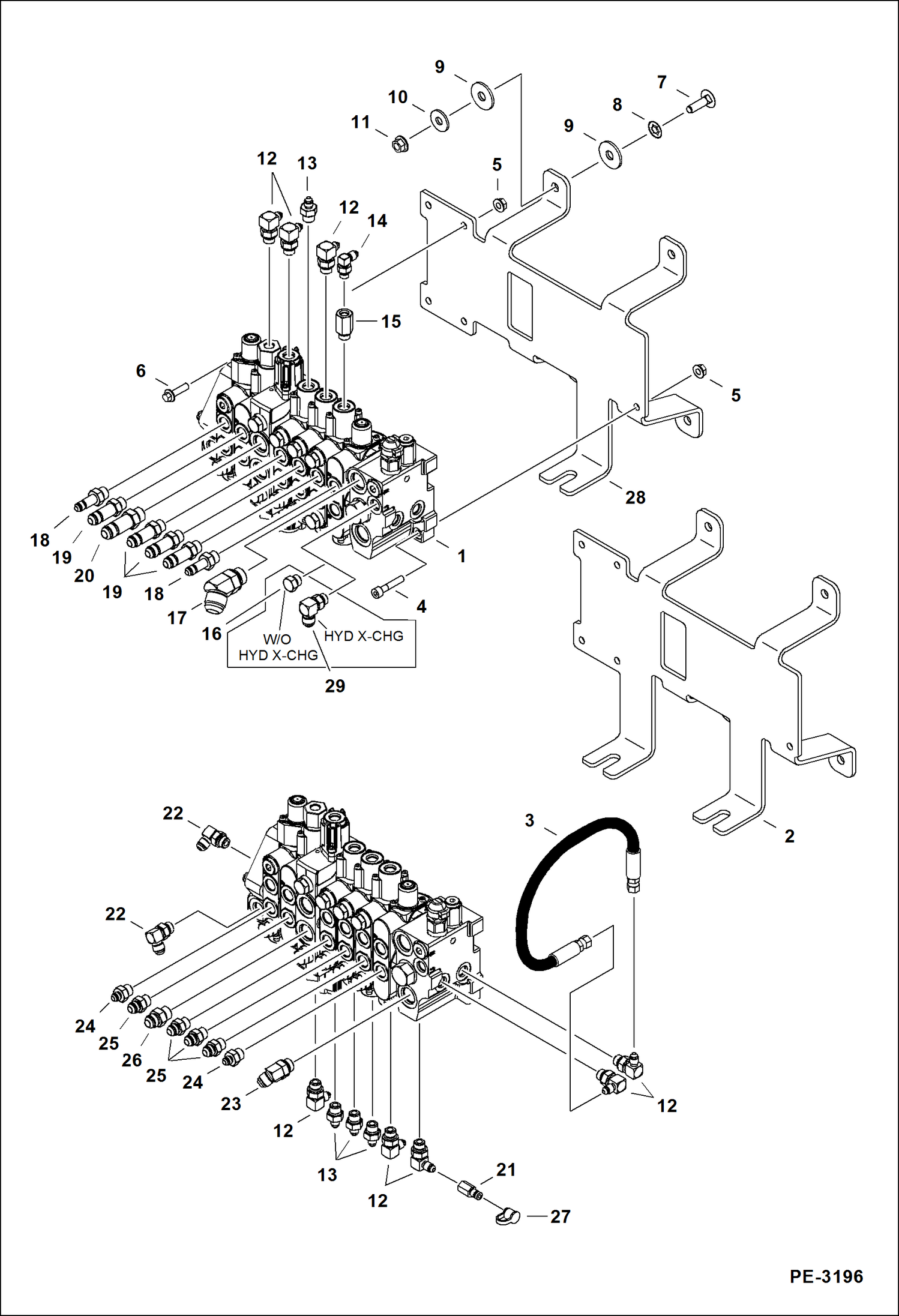 Схема запчастей Bobcat 430 - HYDRAULIC CONTROL VALVE (7 Work Section) (S/N 563012776 & Above) HYDRAULIC/HYDROSTATIC SYSTEM