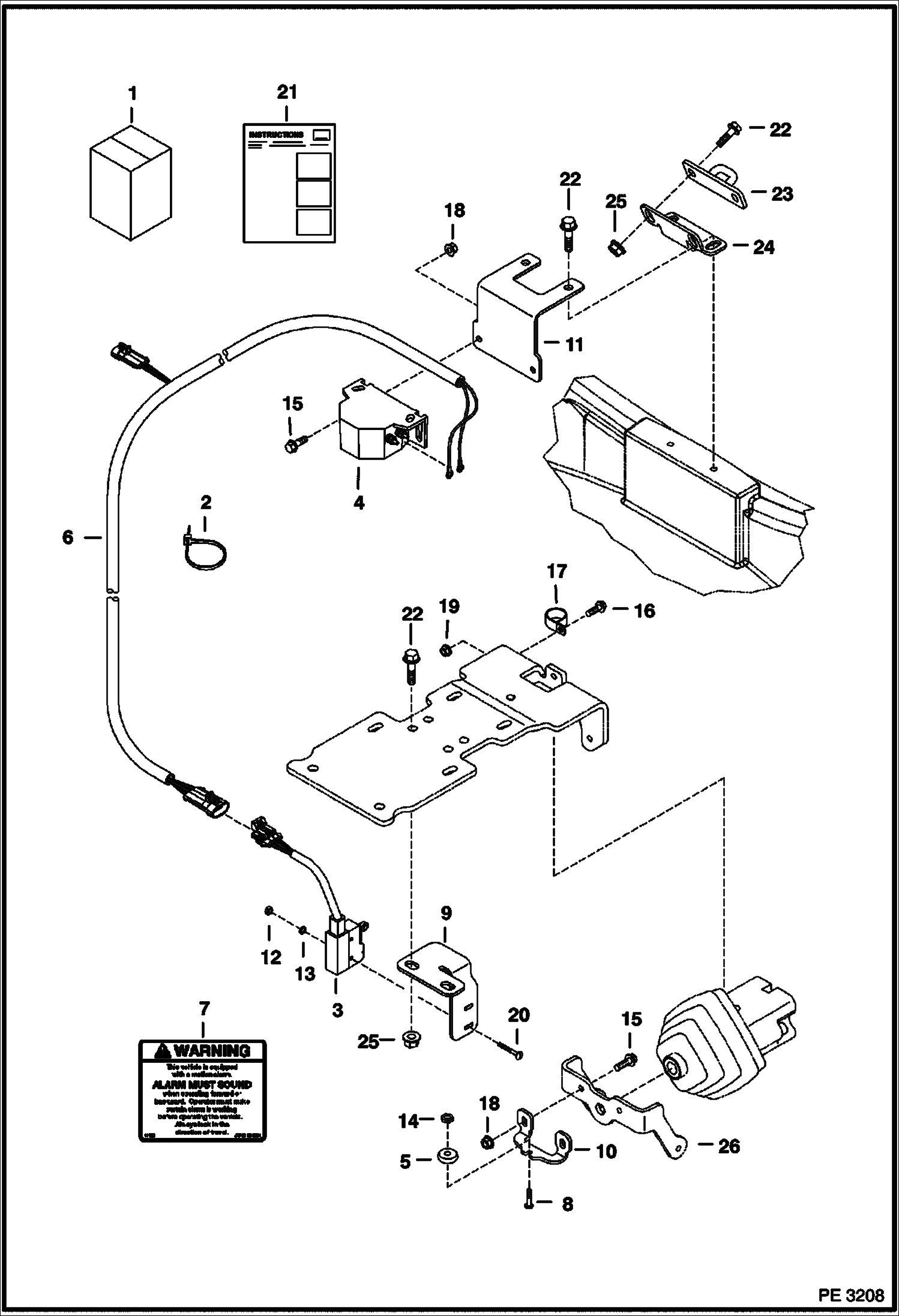 Схема запчастей Bobcat 428 - MOTION ALARM KIT ACCESSORIES & OPTIONS