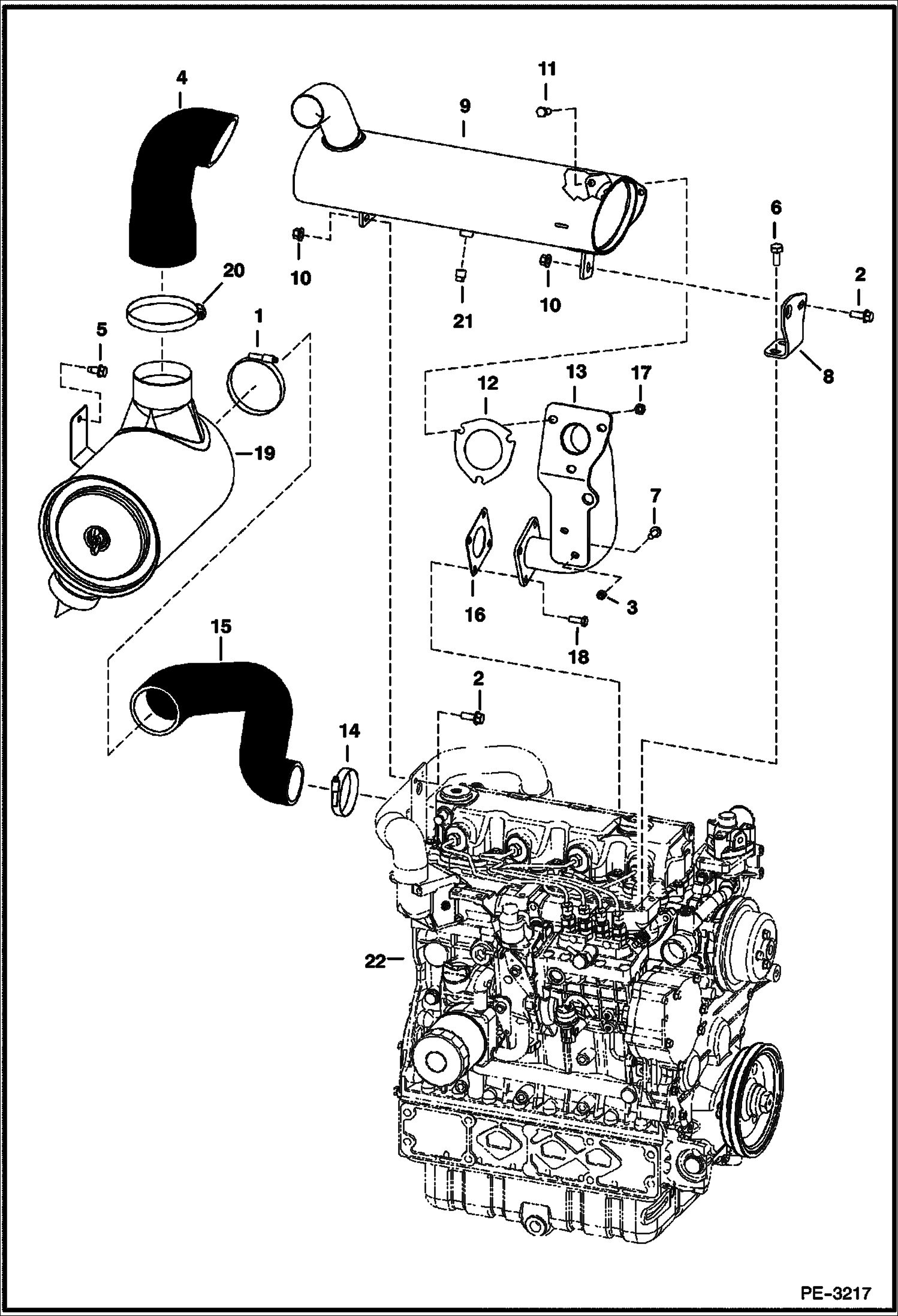 Схема запчастей Bobcat T-Series - ENGINE & ATTACHING PARTS (Air Cleaner, Muffler) POWER UNIT