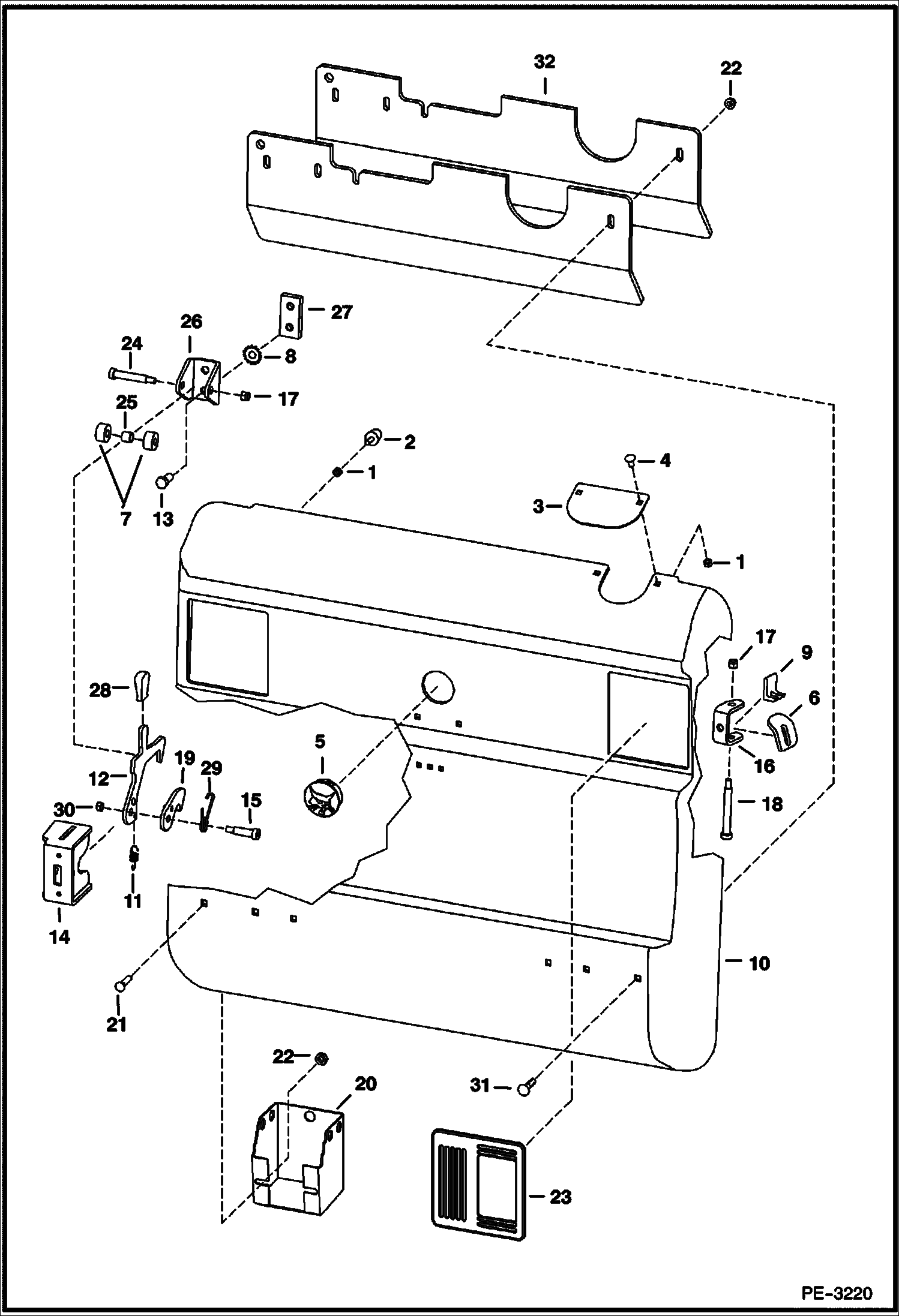 Схема запчастей Bobcat S-Series - REAR DOOR MAIN FRAME