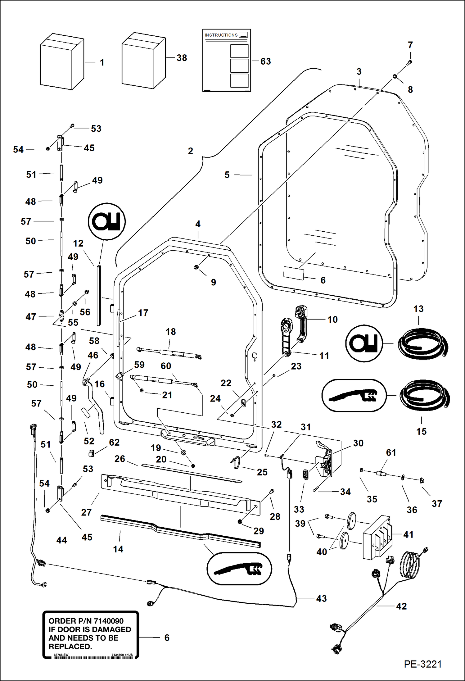 Схема запчастей Bobcat FORESTRY CUTTER - FORESTRY CUTTER (Forestry Door) (0.75 Polycarbonate Window) Loader