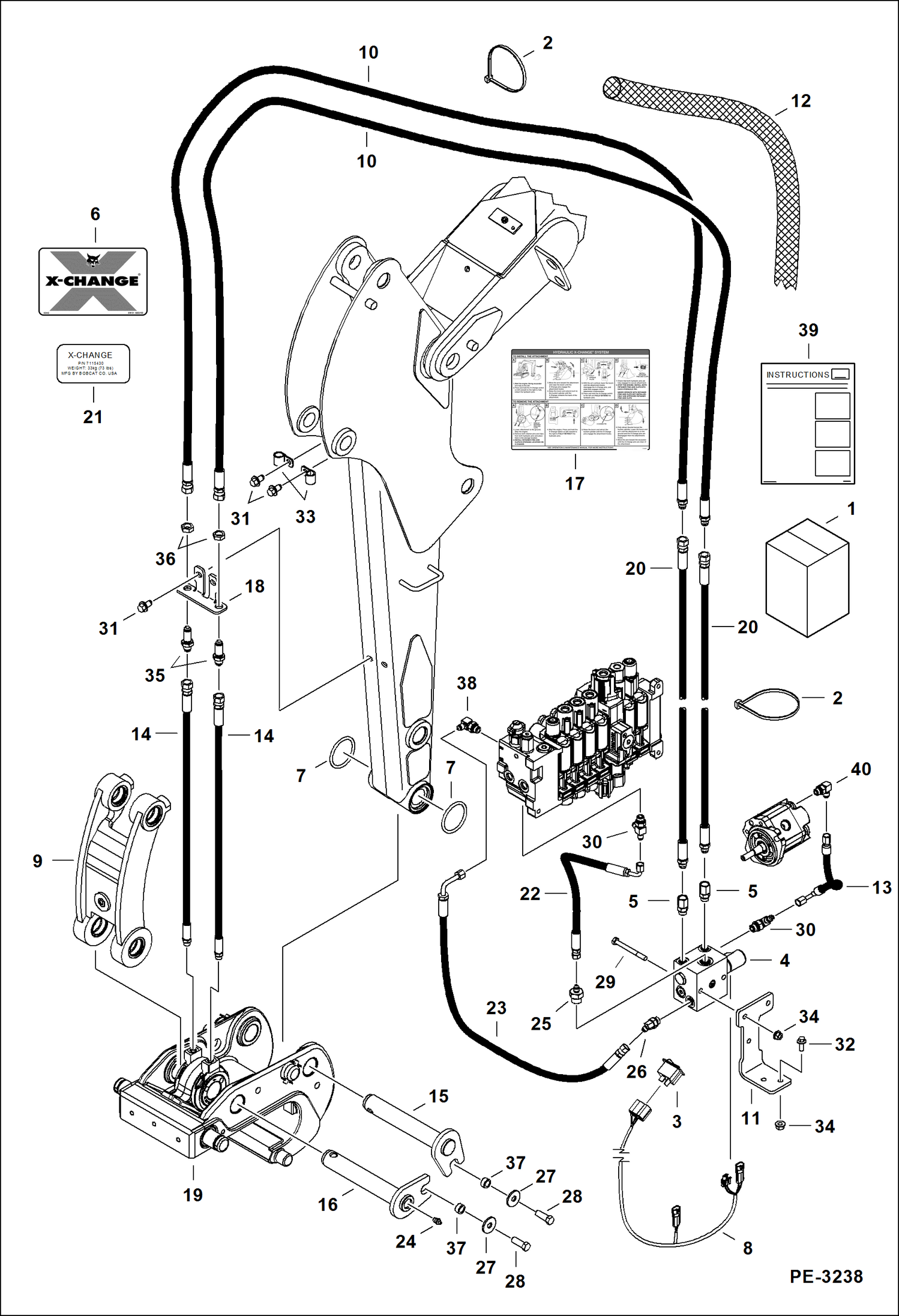 Схема запчастей Bobcat 430 - X-CHANGE (Hydraulic) (Kit) (S/N 563014292 & Below) ACCESSORIES & OPTIONS