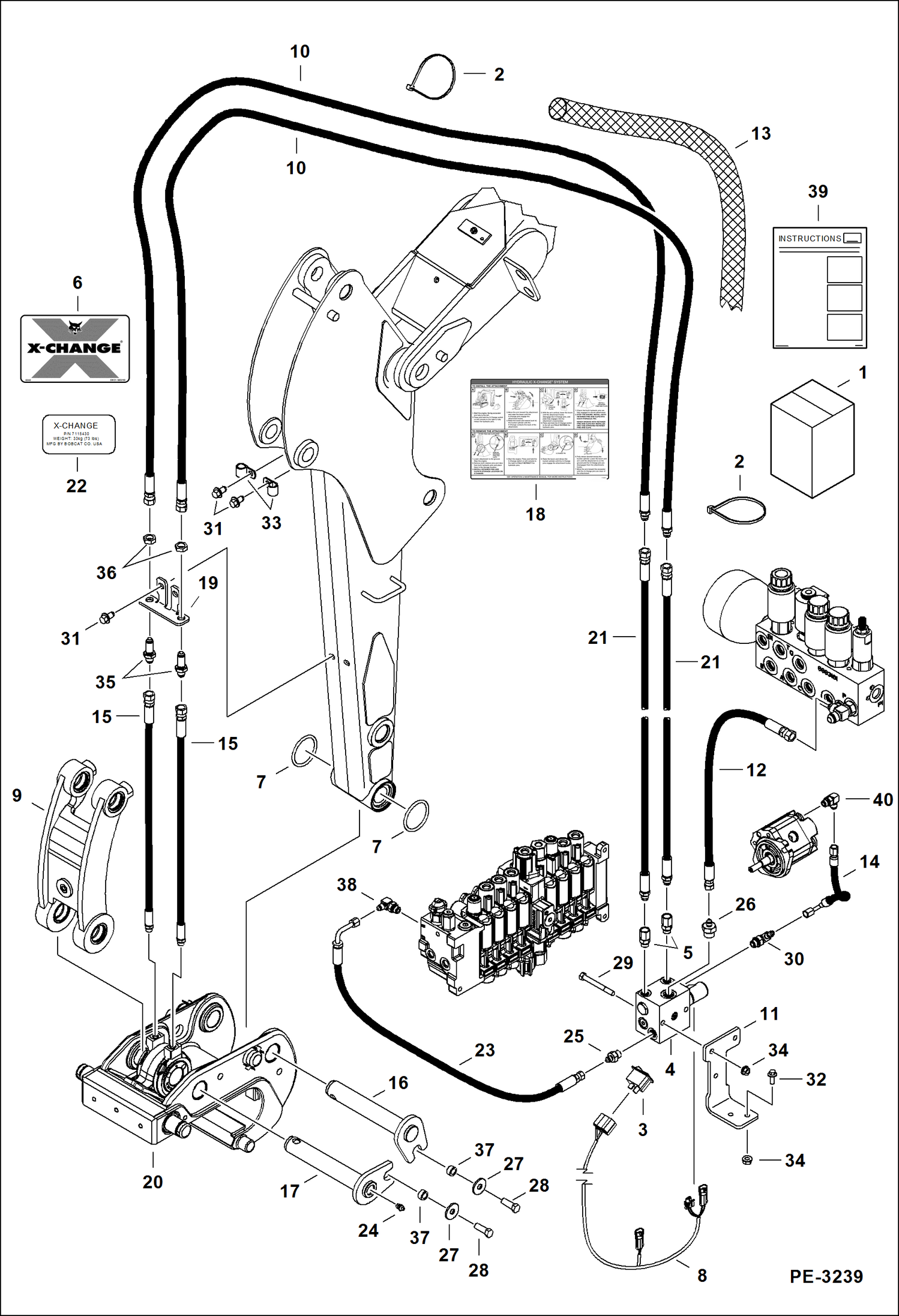 Схема запчастей Bobcat 430 - X-CHANGE (Hydraulic) (Kit) (S/N 562914618 & Below) ACCESSORIES & OPTIONS