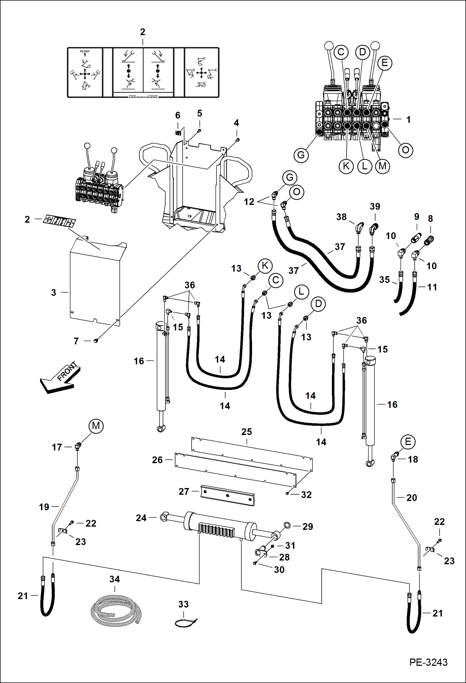 Схема запчастей Bobcat BACKHOE - BACKHOE (Main Frame Hydraulics) (W/8 Sections) (607 A5CW) 607 BACKHOE