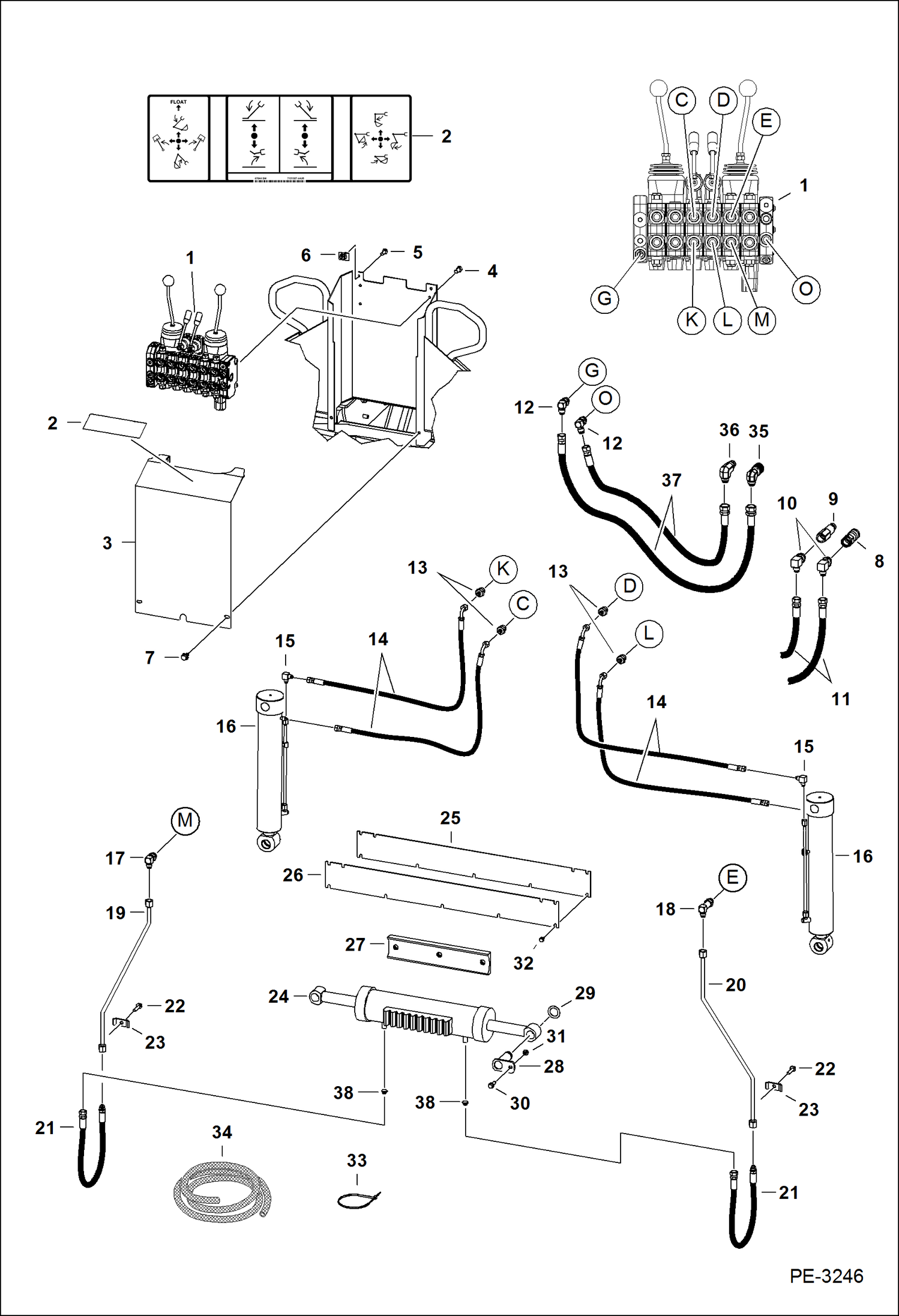 Схема запчастей Bobcat BACKHOE - BACKHOE (Main Frame Hydraulics) (W/8 Sections) (8811 A558) 811/8811 BACKHOE