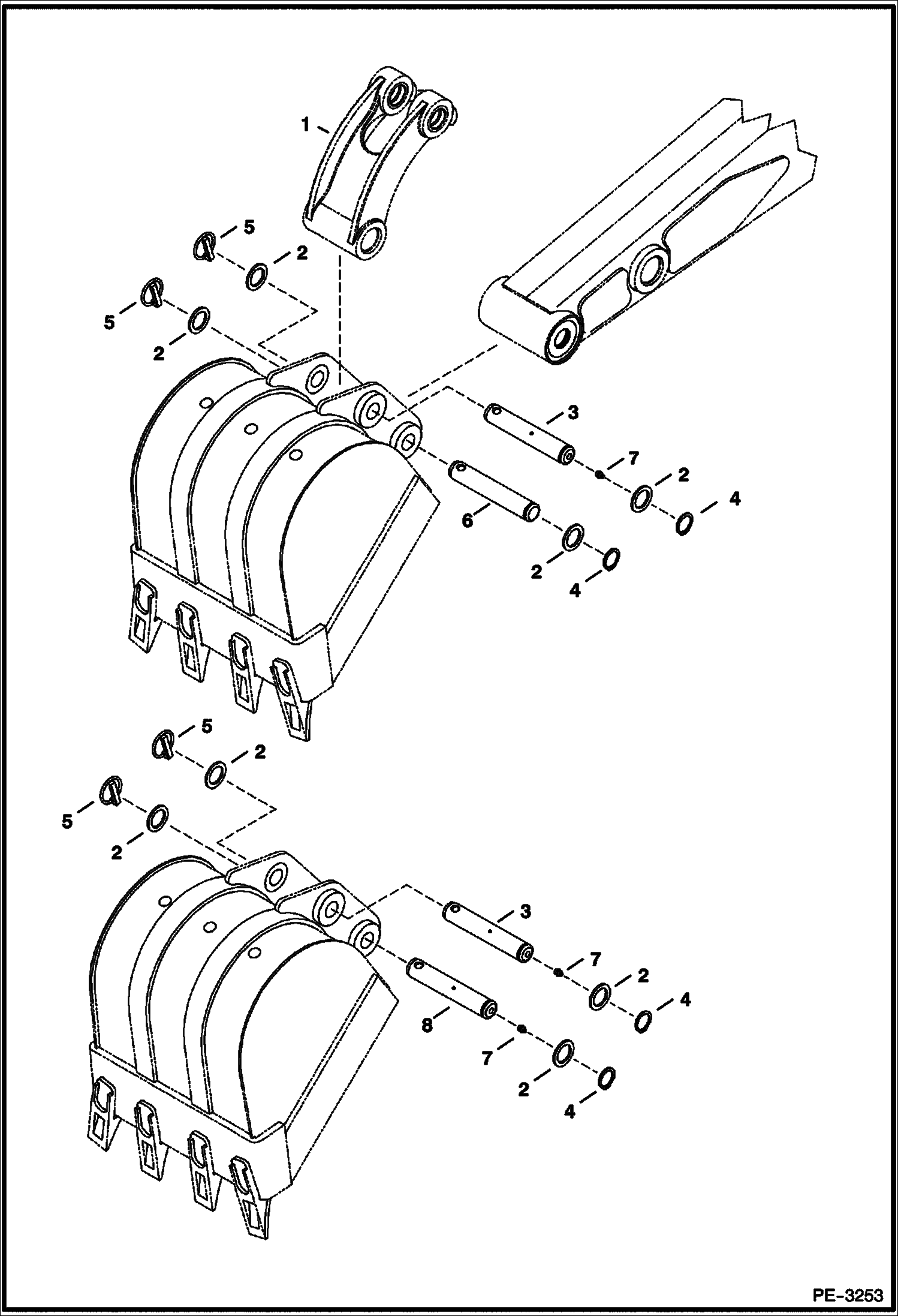 Схема запчастей Bobcat 328 - BUCKET LINK & PIN-ON BUCKET WORK EQUIPMENT