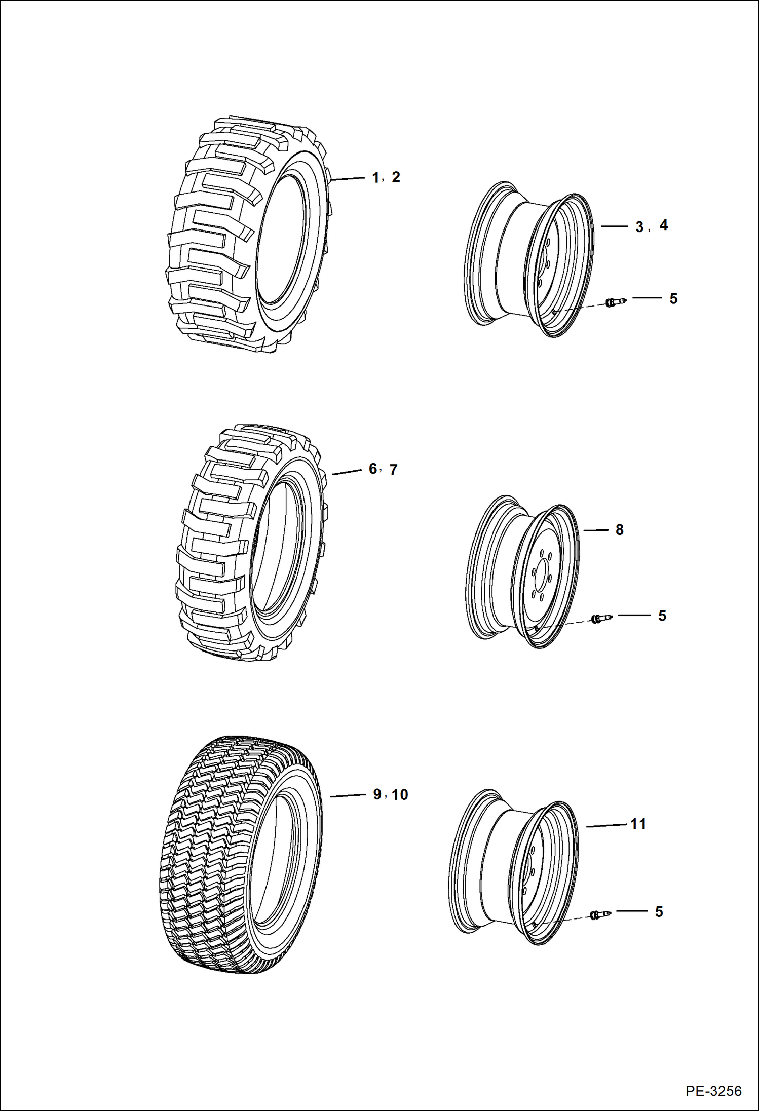 Схема запчастей Bobcat 5600 - TIRES AND RIMS ACCESSORIES & OPTIONS