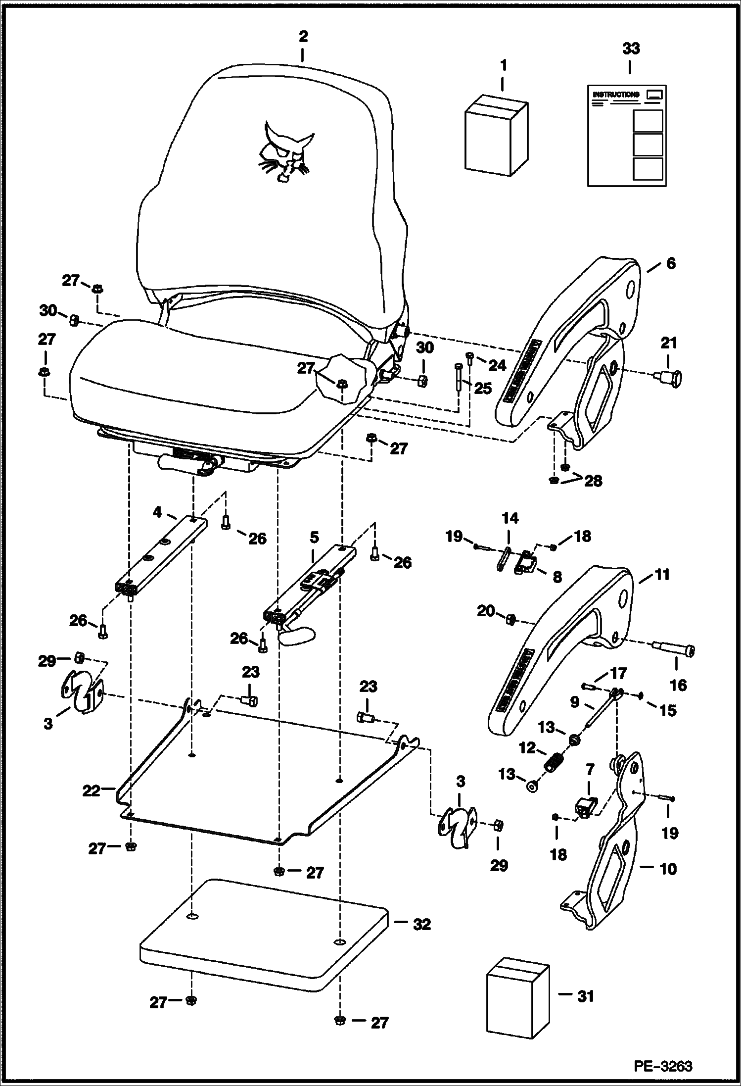 Схема запчастей Bobcat 5600 - SUSPENSION SEAT KIT (Driver) ACCESSORIES & OPTIONS