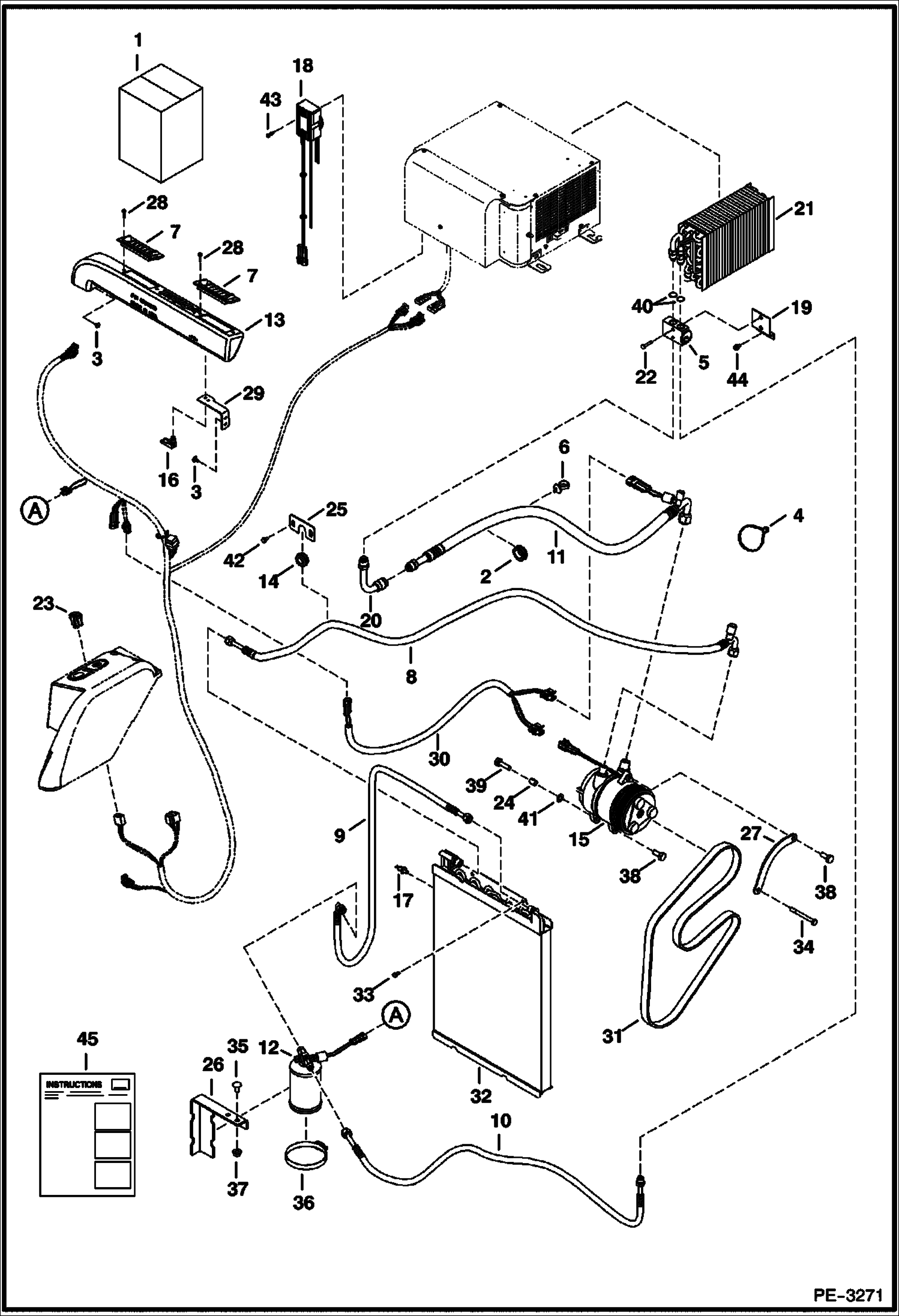 Схема запчастей Bobcat 430 - A/C KIT (For Heater Box W/Front Access Filter) ACCESSORIES & OPTIONS