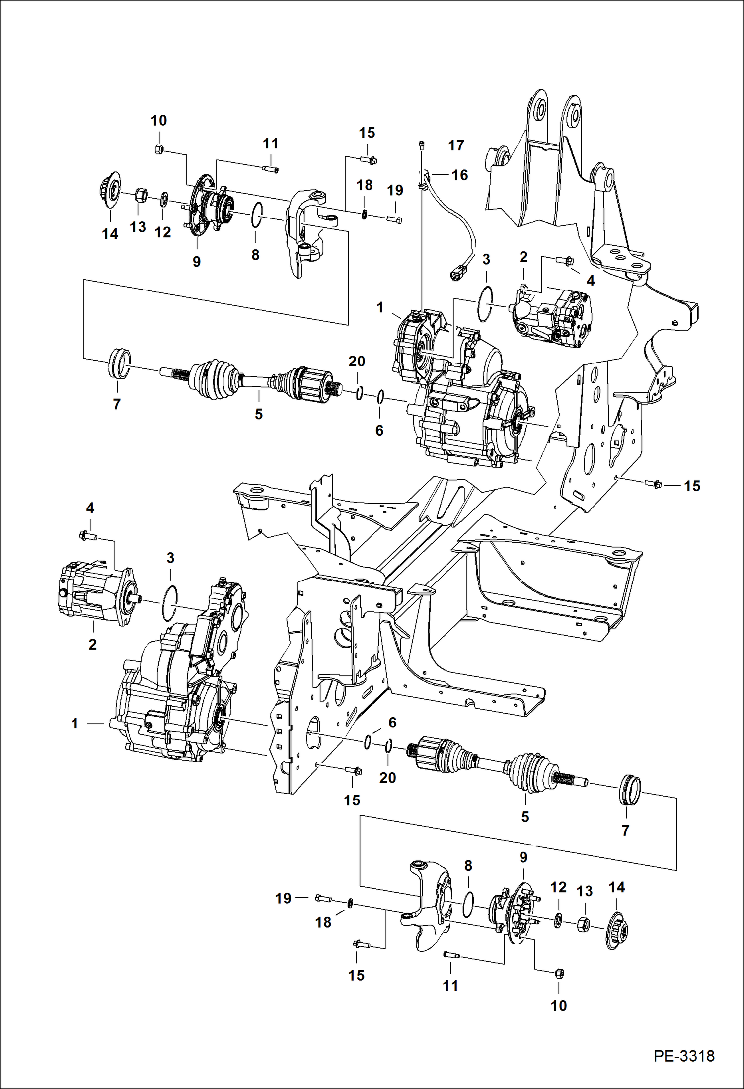 Схема запчастей Bobcat 5600 - AXLE (Front & Rear) DRIVE TRAIN