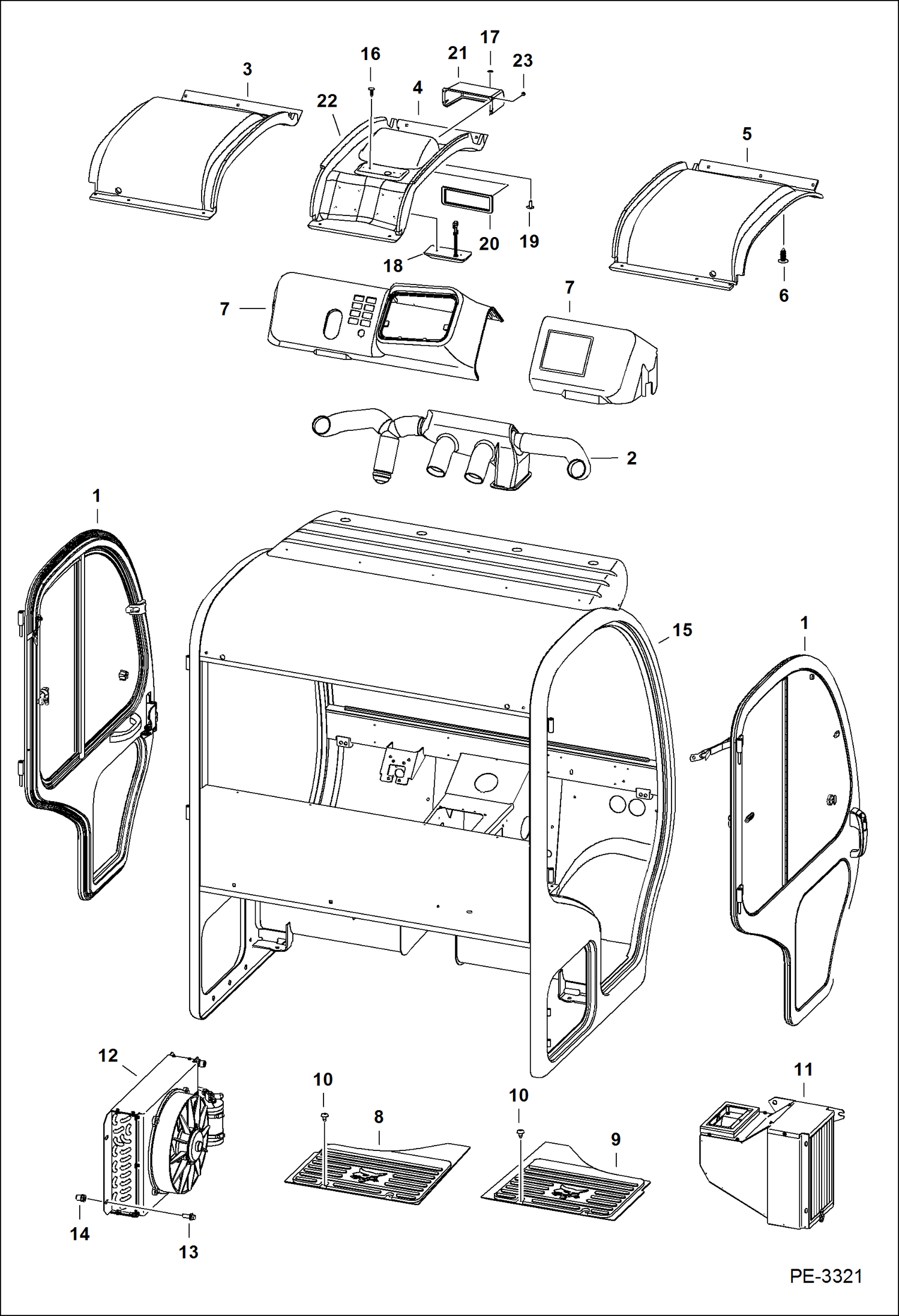 Схема запчастей Bobcat 5600 - OPERATOR CAB (Enclosure) MAIN FRAME