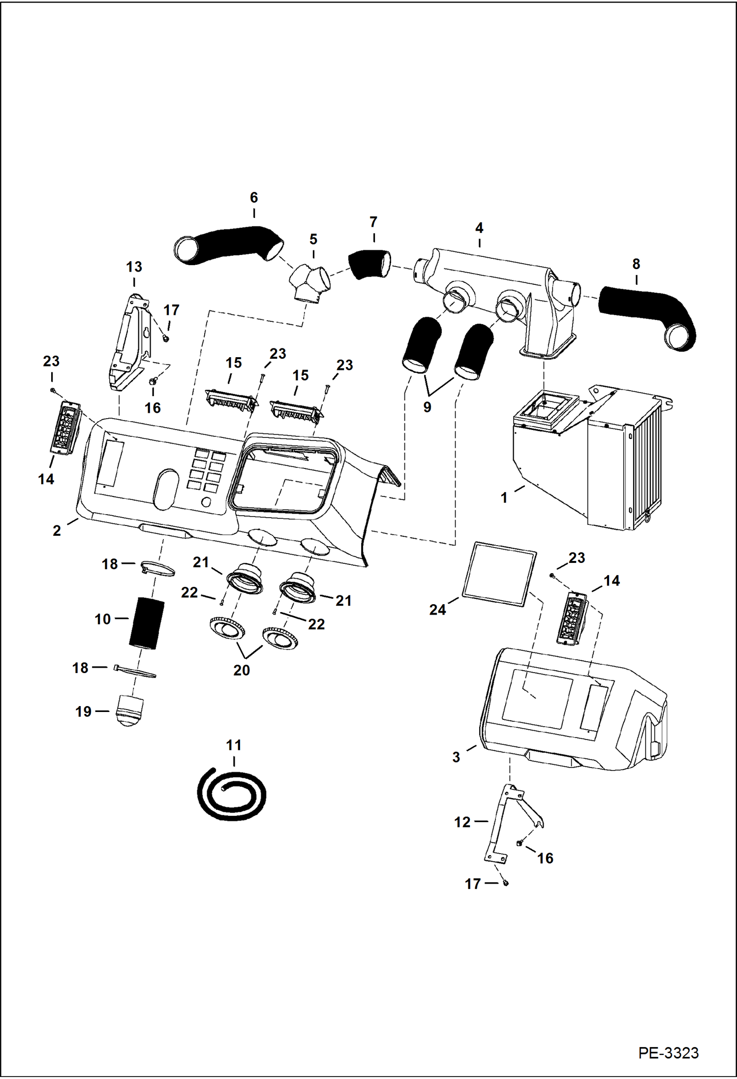 Схема запчастей Bobcat 5600 - HEATER & A/C (Dash) ACCESSORIES & OPTIONS