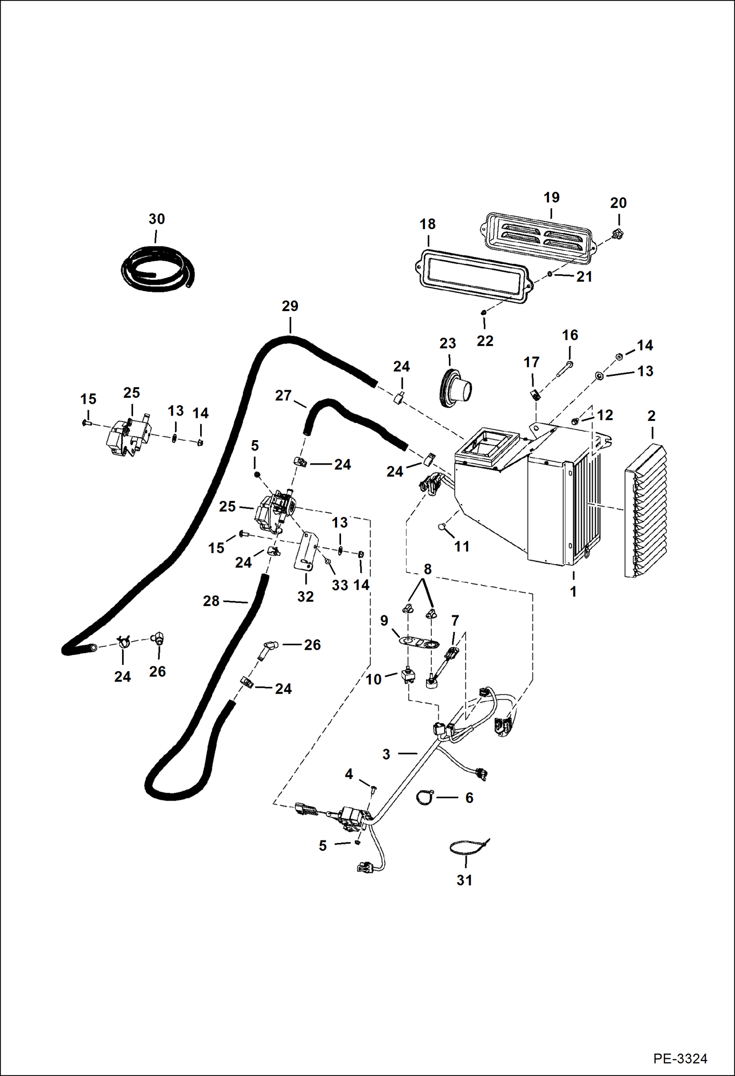 Схема запчастей Bobcat 5600 - HEATER & A/C (Heater) ACCESSORIES & OPTIONS