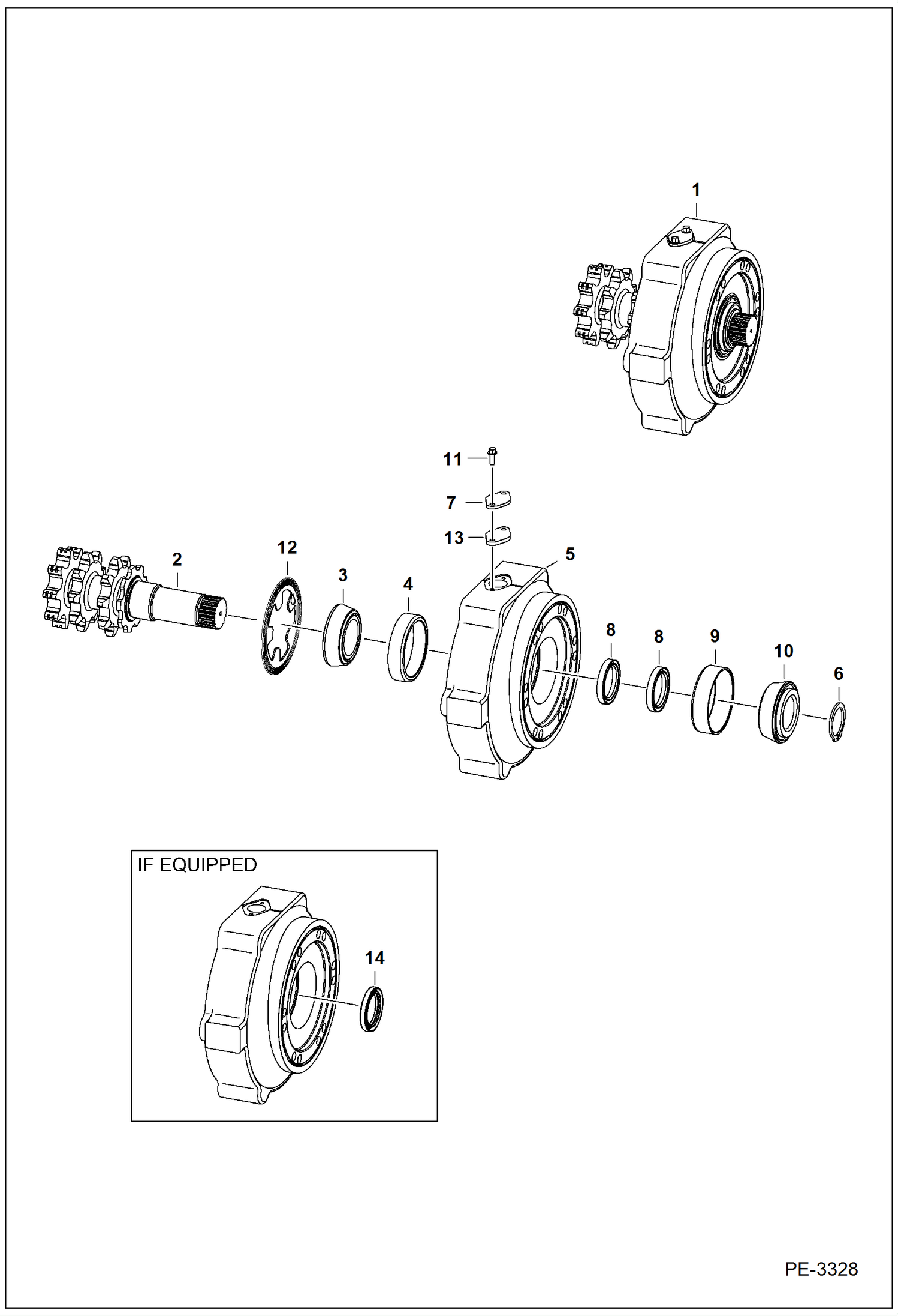 Схема запчастей Bobcat A-Series - MOTOR CARRIER (Drive Motor Mount Assy) (W/Speed Sensor) (S/N 539912963 & Above) (S/N 540011426 & Above) DRIVE TRAIN